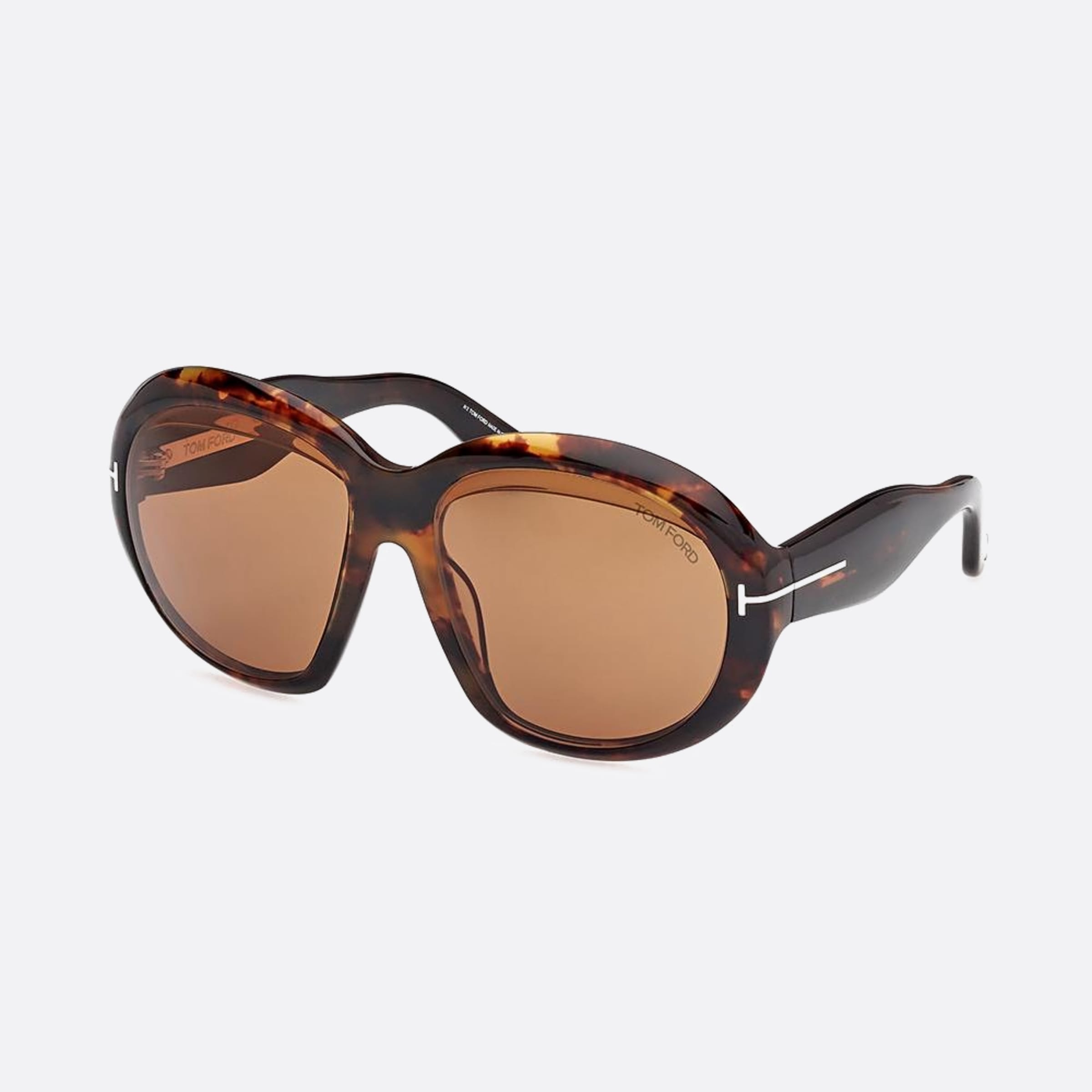 Tom 58mm Ford Angellica Ft1193 52e Havana Round Women Sunglasses - Side View