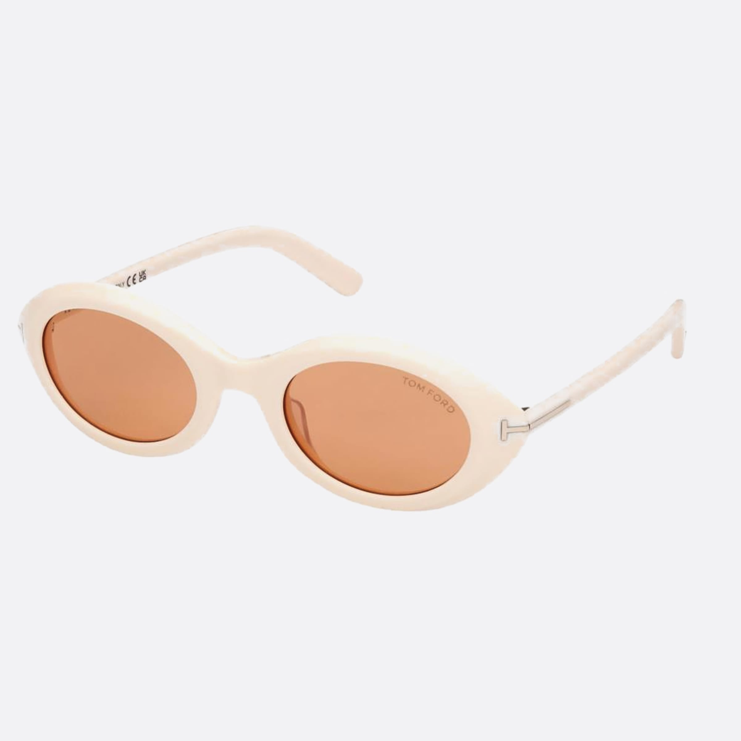 Tom 51mm Ford Carmen Ft1186 25e White Oval Women Sunglasses - Side View