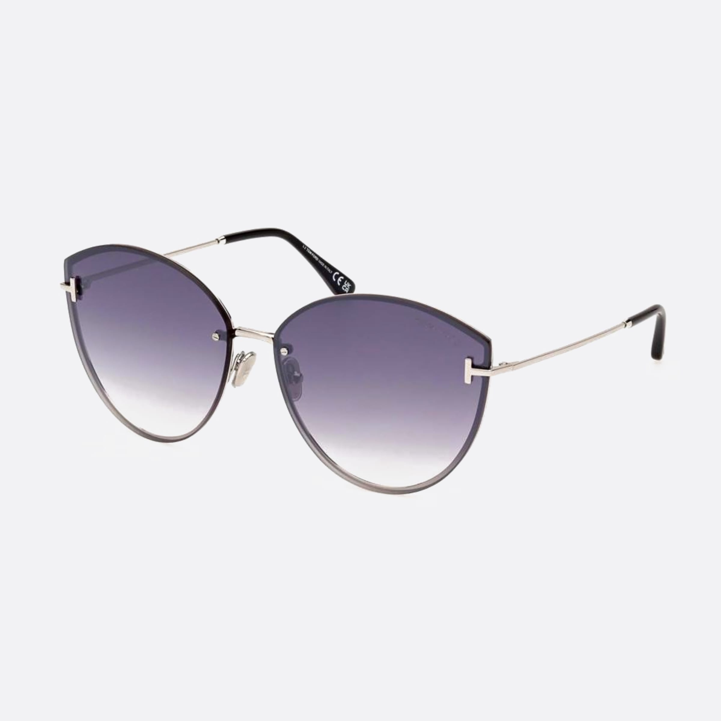 Tom 63mm Ford Evangeline 16c Silver Cat Eye Women Sunglasses - Side View
