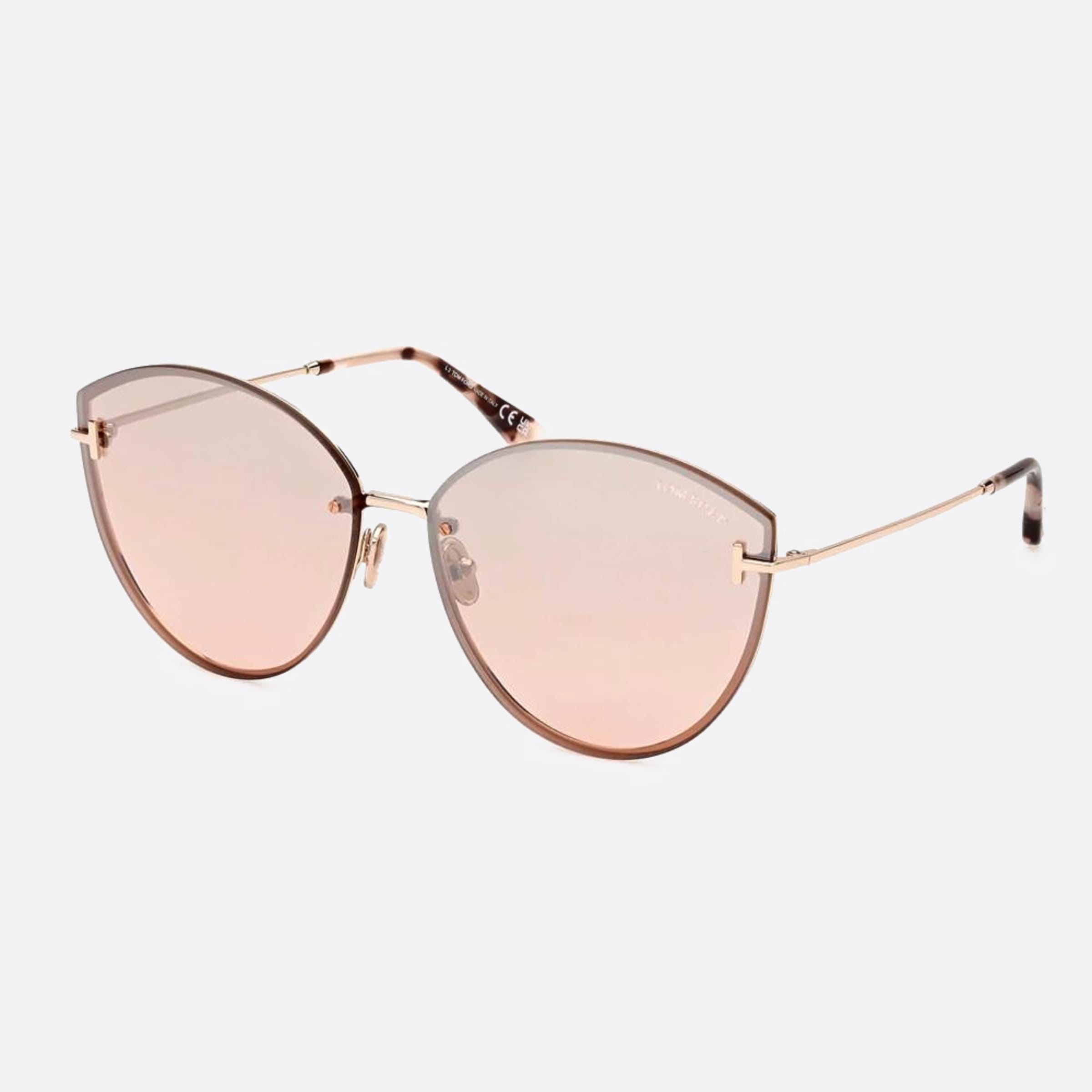 Tom 63mm Ford Evangeline 28u Rose Gold Cat Eye Women Sunglasses - Side View