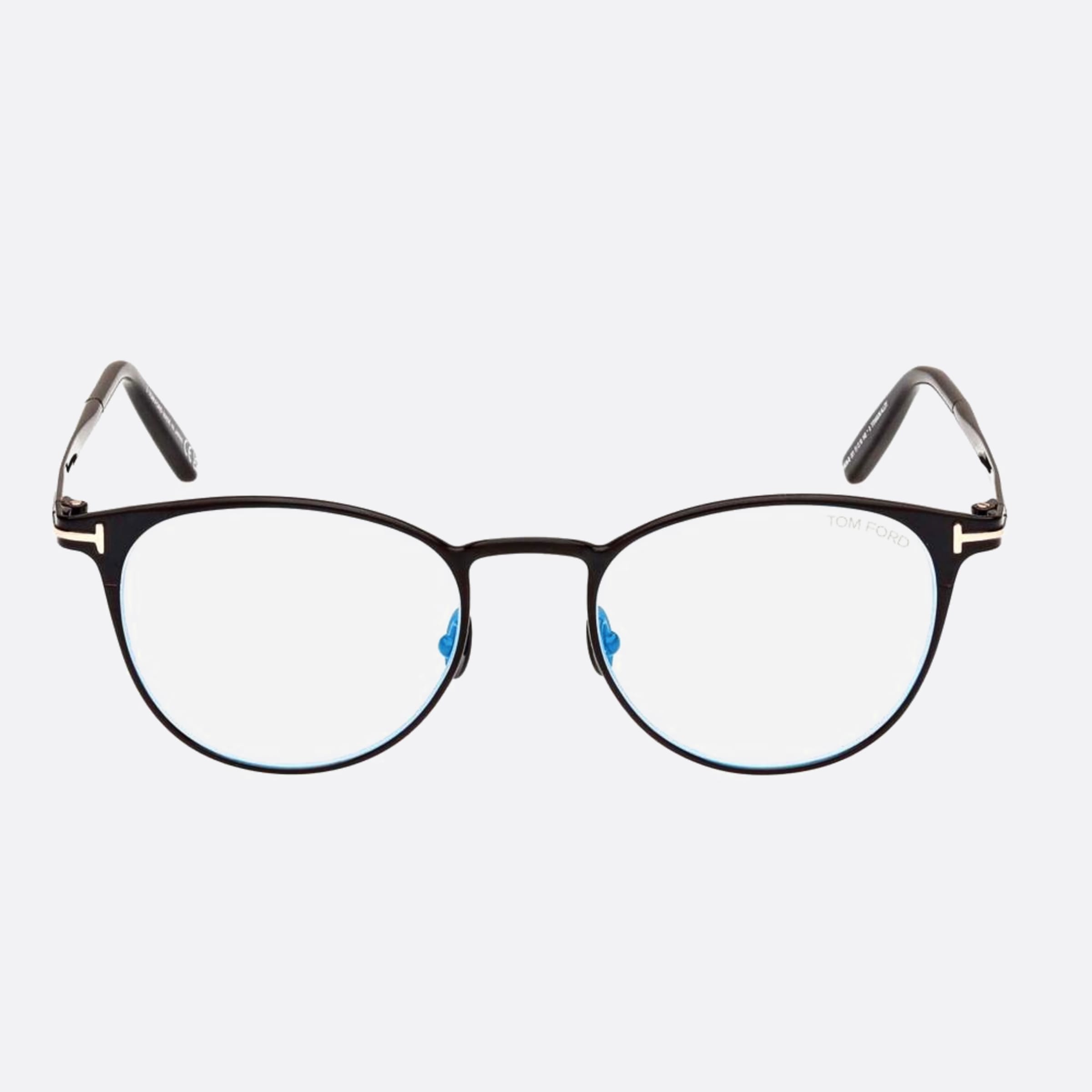 Tom 51mm Ford Blue Block Black Round Men Eyeglasses - Main View
