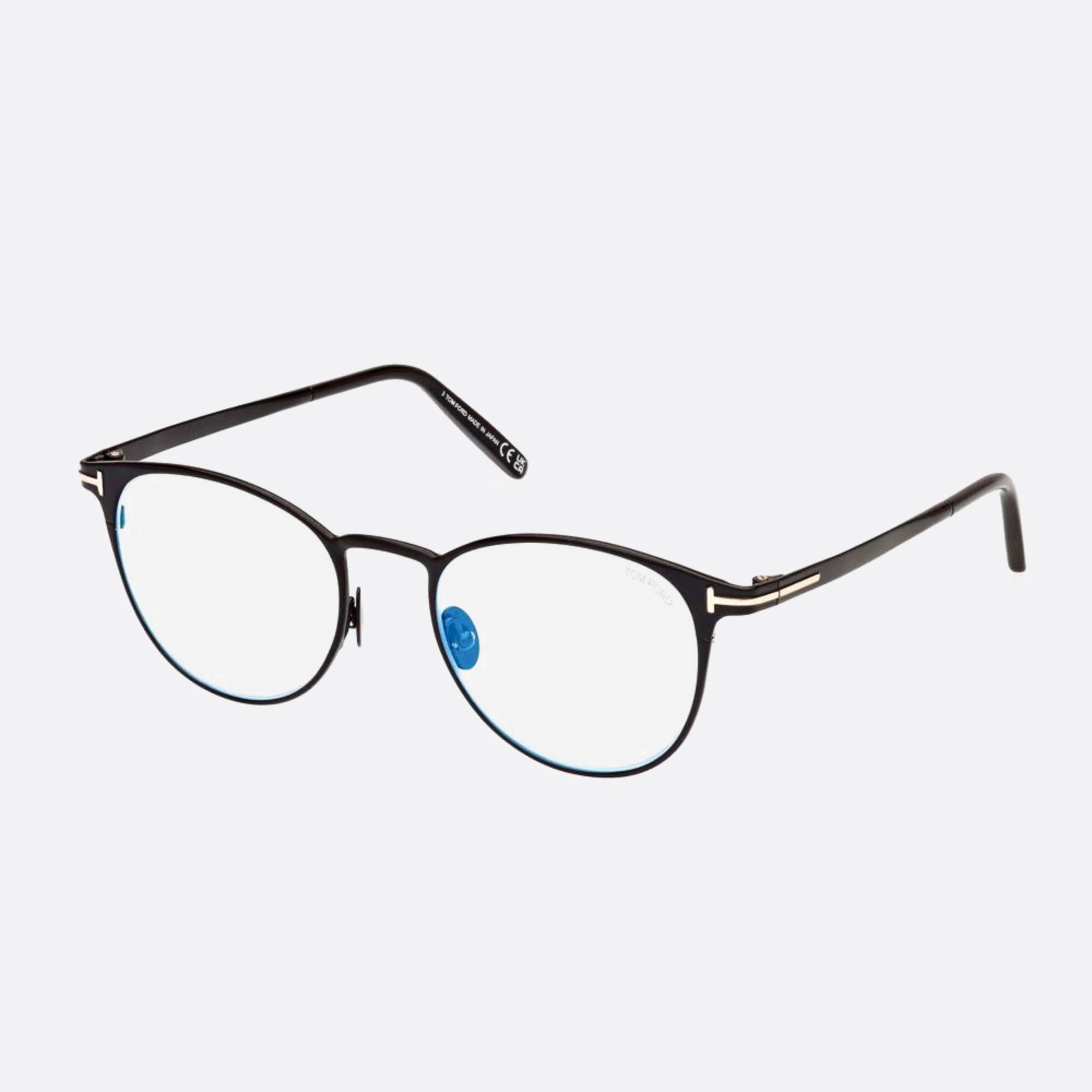 Tom 51mm Ford Blue Block Black Round Men Eyeglasses - Side View