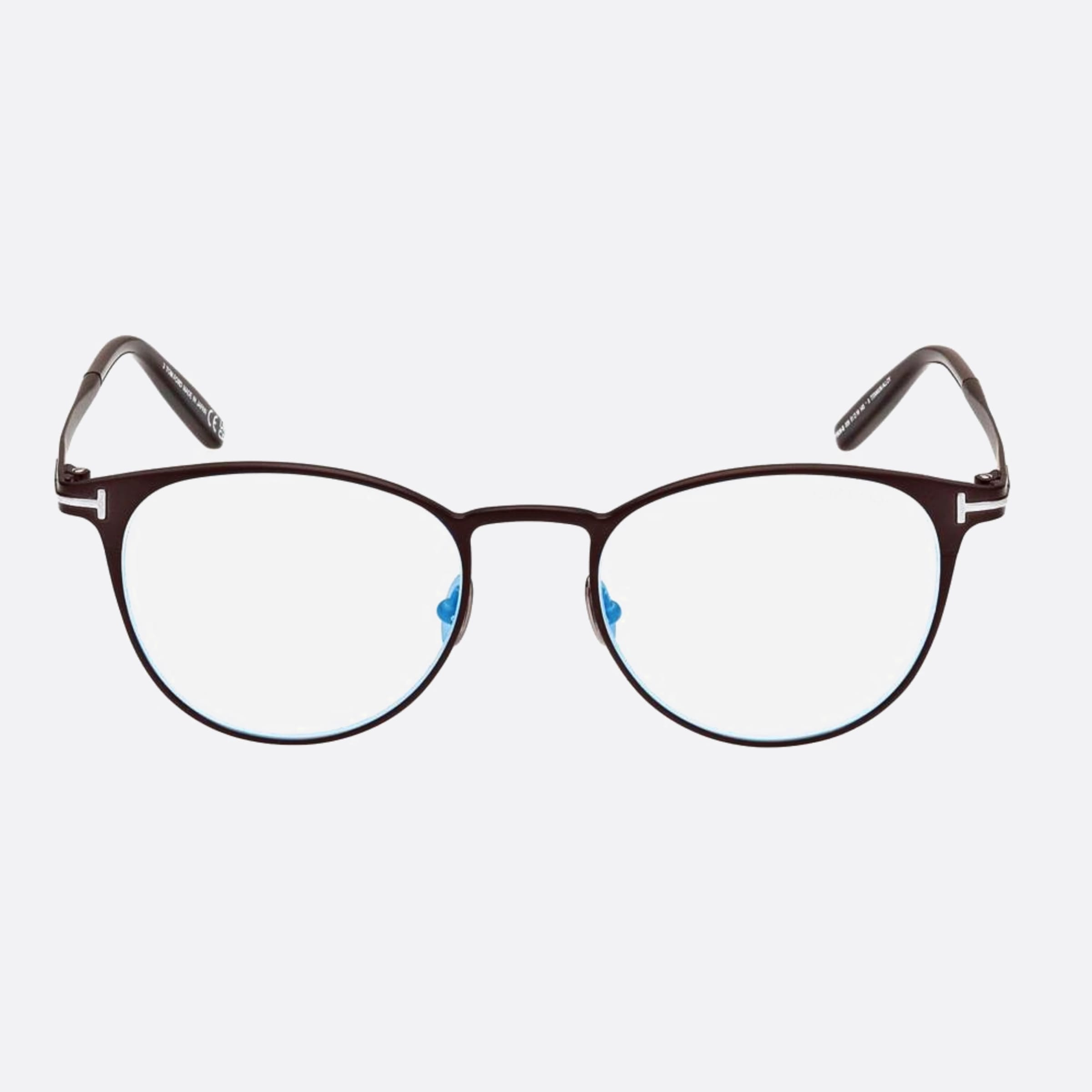 Tom 51mm Ford Blue Block Ruthenium Round Men Eyeglasses - Main View