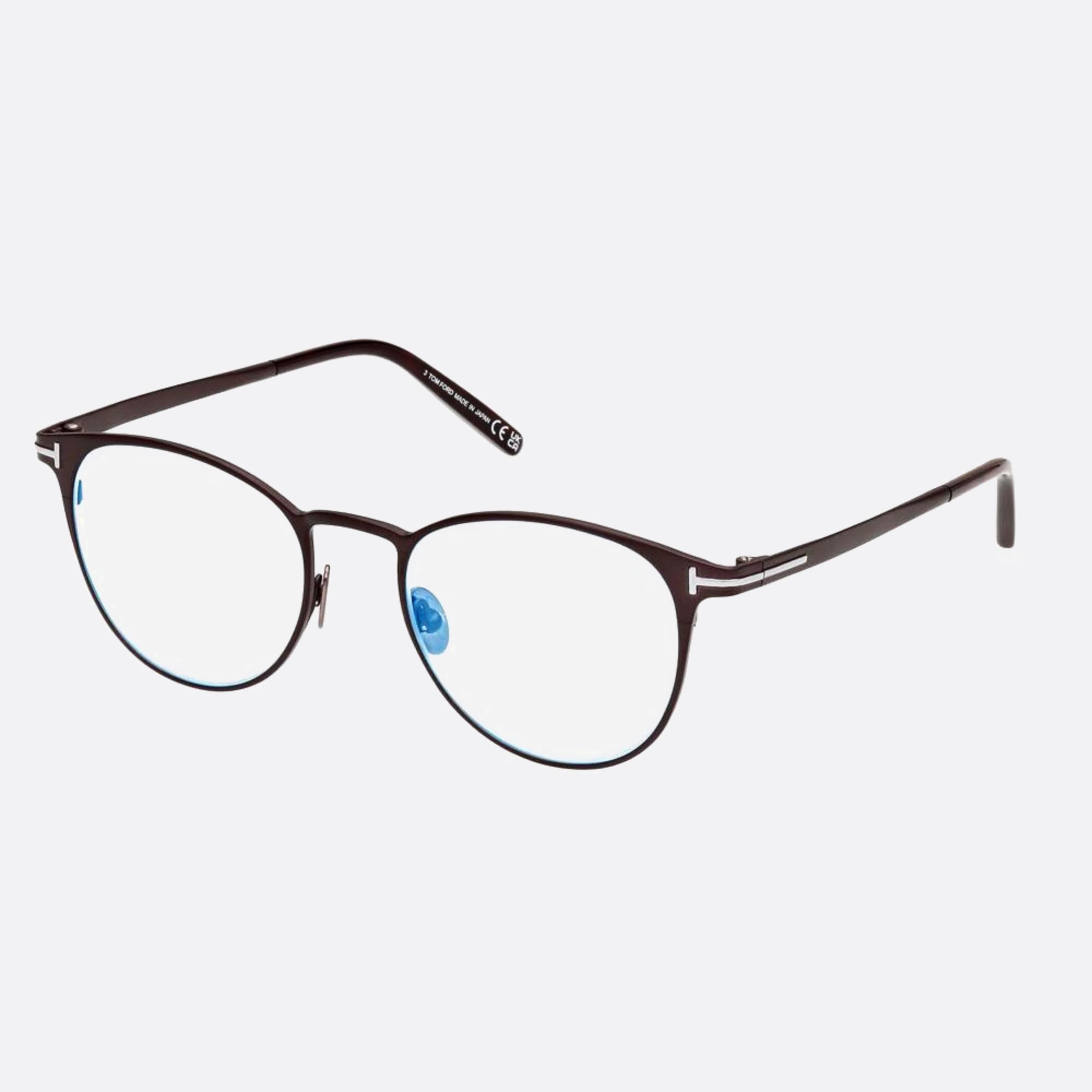 Tom 51mm Ford Blue Block Ruthenium Round Men Eyeglasses - Side View