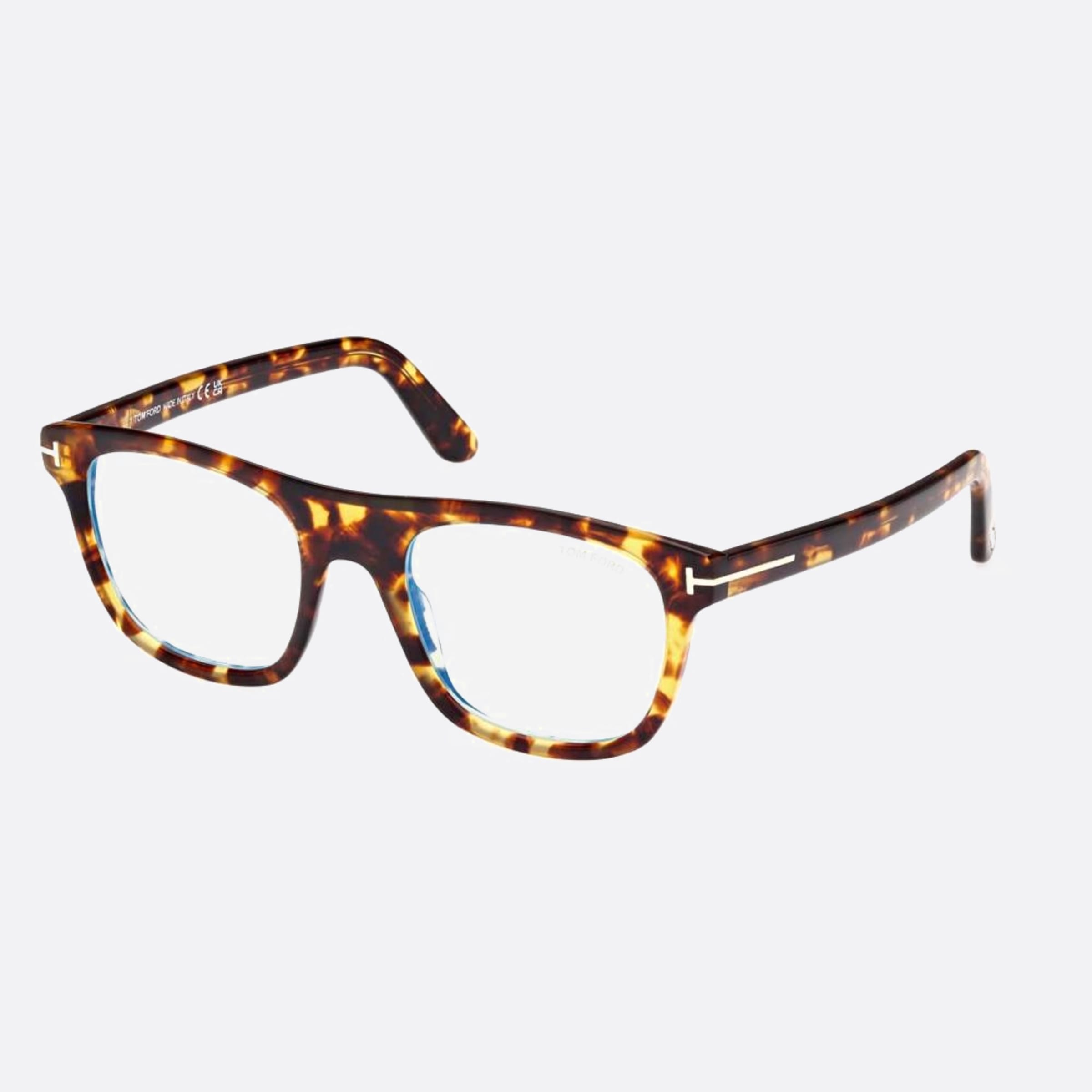 Tom 52mm Ford Blue Block Havana Geometric Men Eyeglasses - Side View