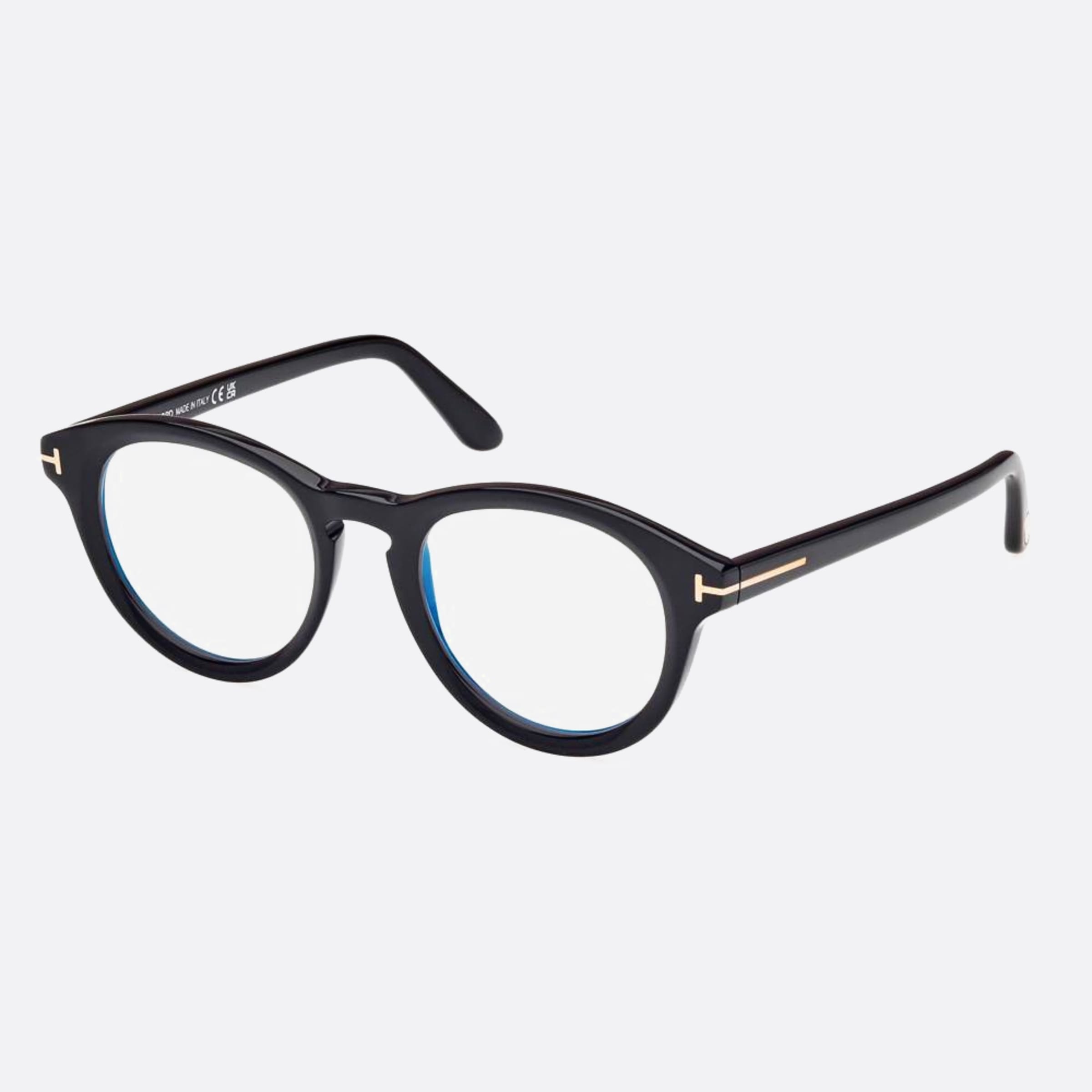 Tom 49mm Ford Blue Block Black Round Unisex Eyeglasses - Side View