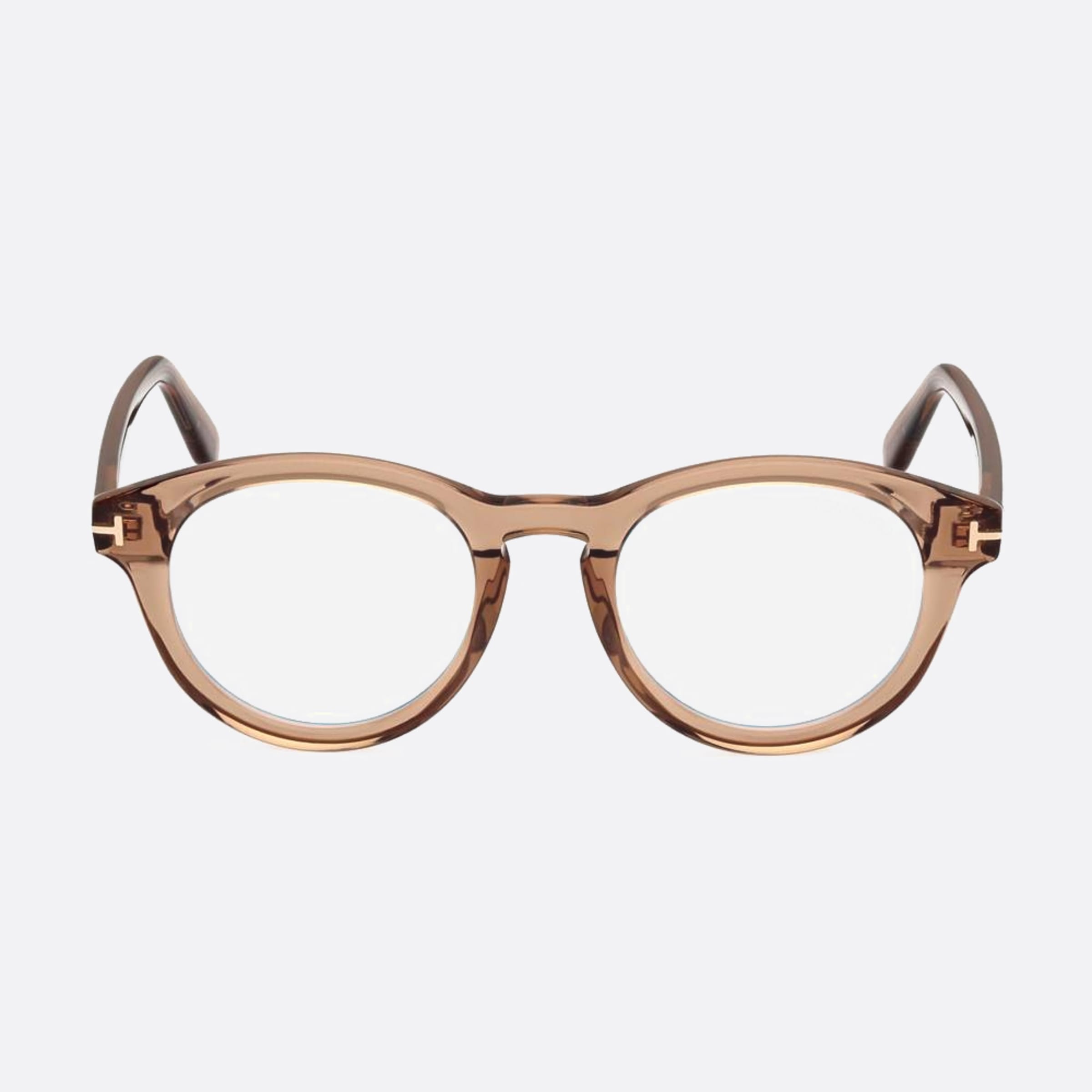 Tom 49mm Ford Blue Block Brown Round Unisex Eyeglasses - Main View