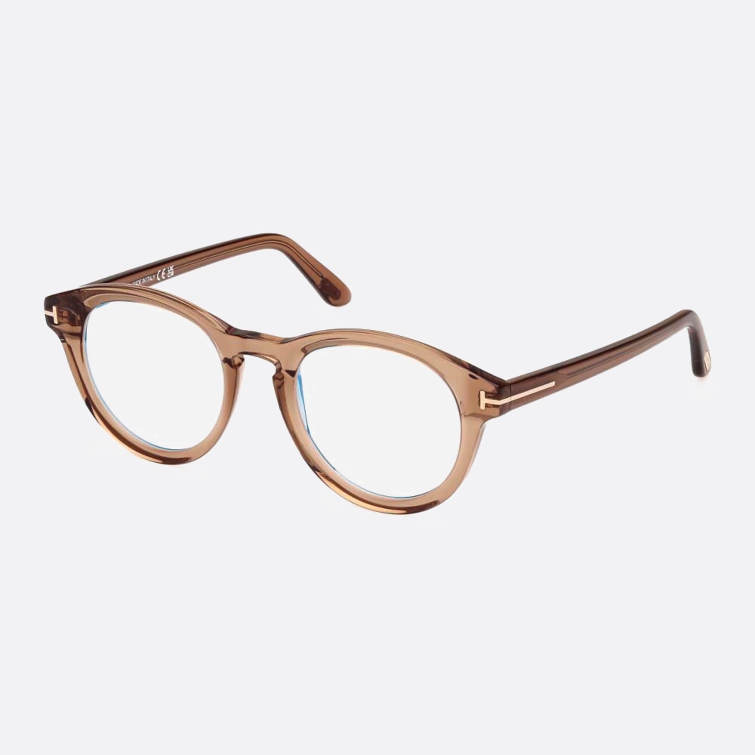 Tom 49mm Ford Blue Block Brown Round Unisex Eyeglasses - Side View
