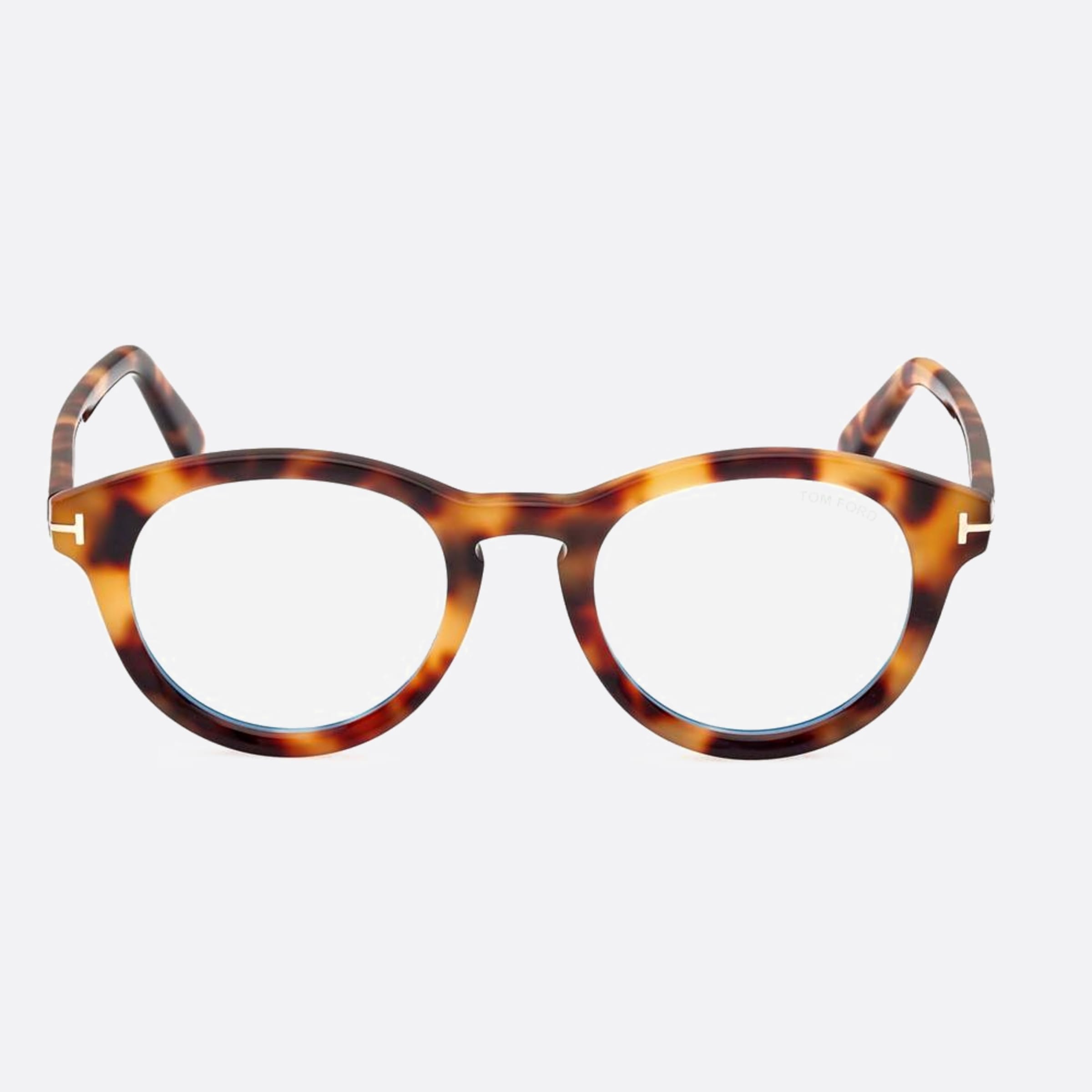Tom 49mm Ford Blue Block Havana Round Unisex Eyeglasses - Main View