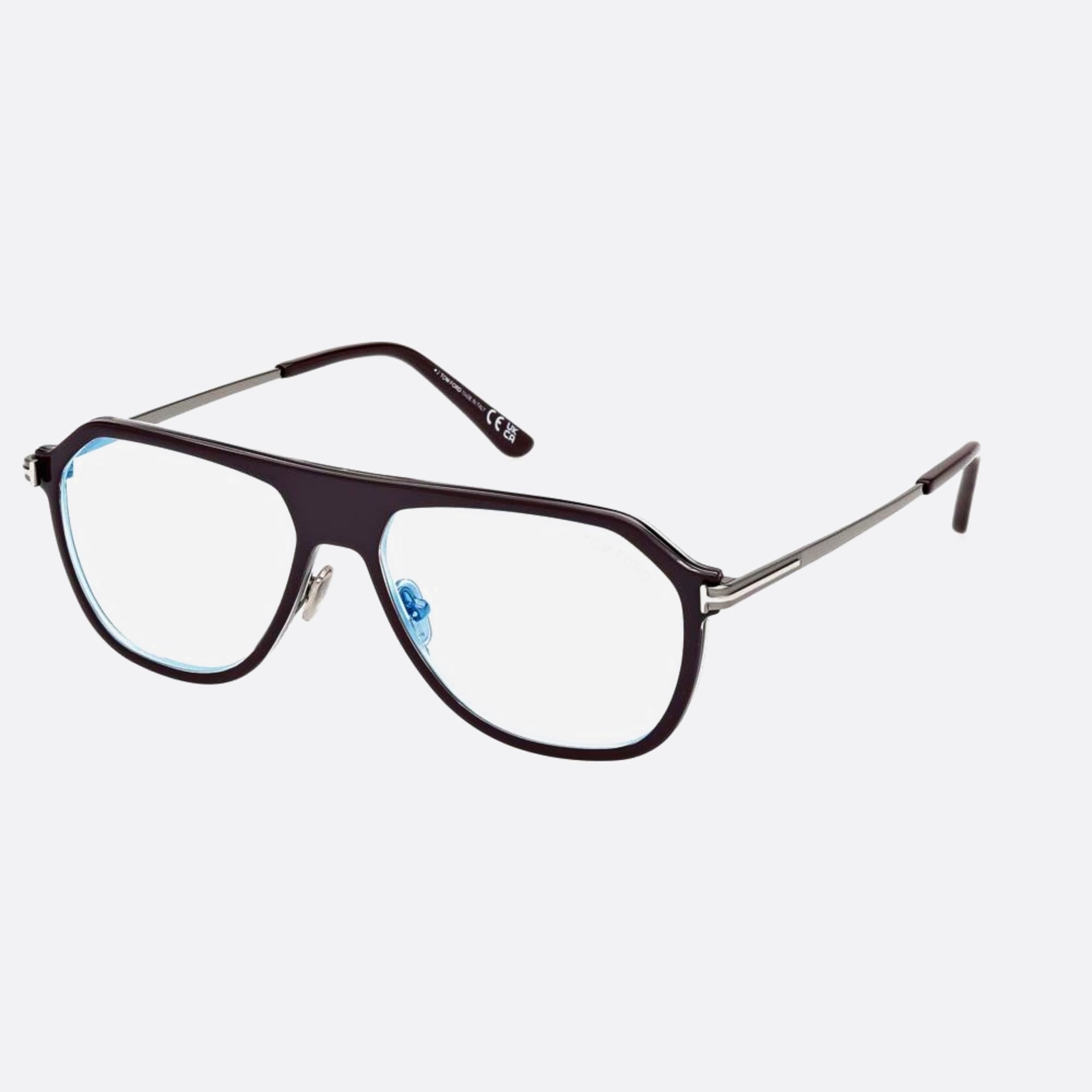 Tom 56mm Ford Blue Block Brown Pilot Men Eyeglasses - Side View