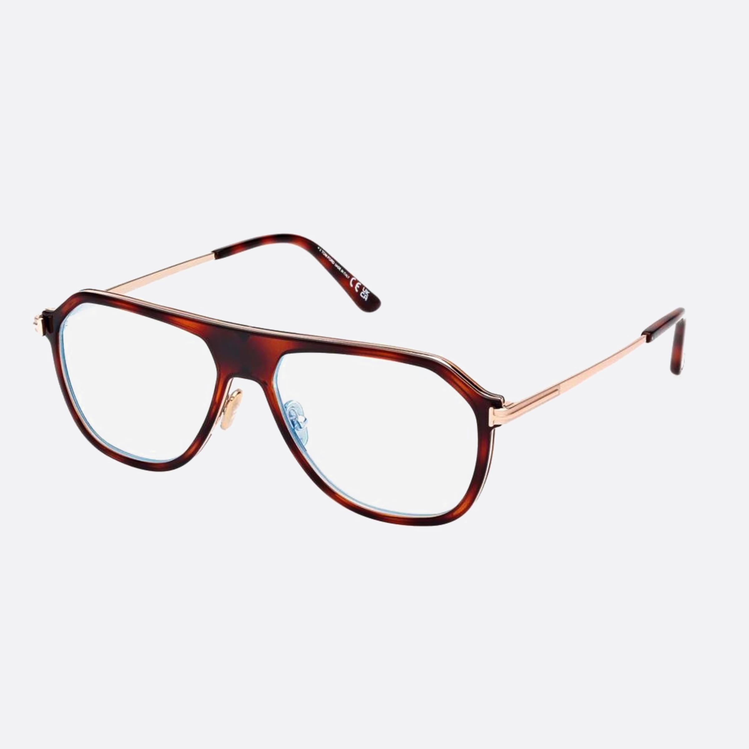 Tom 56mm Ford Blue Block Havana Pilot Men Eyeglasses - Side View