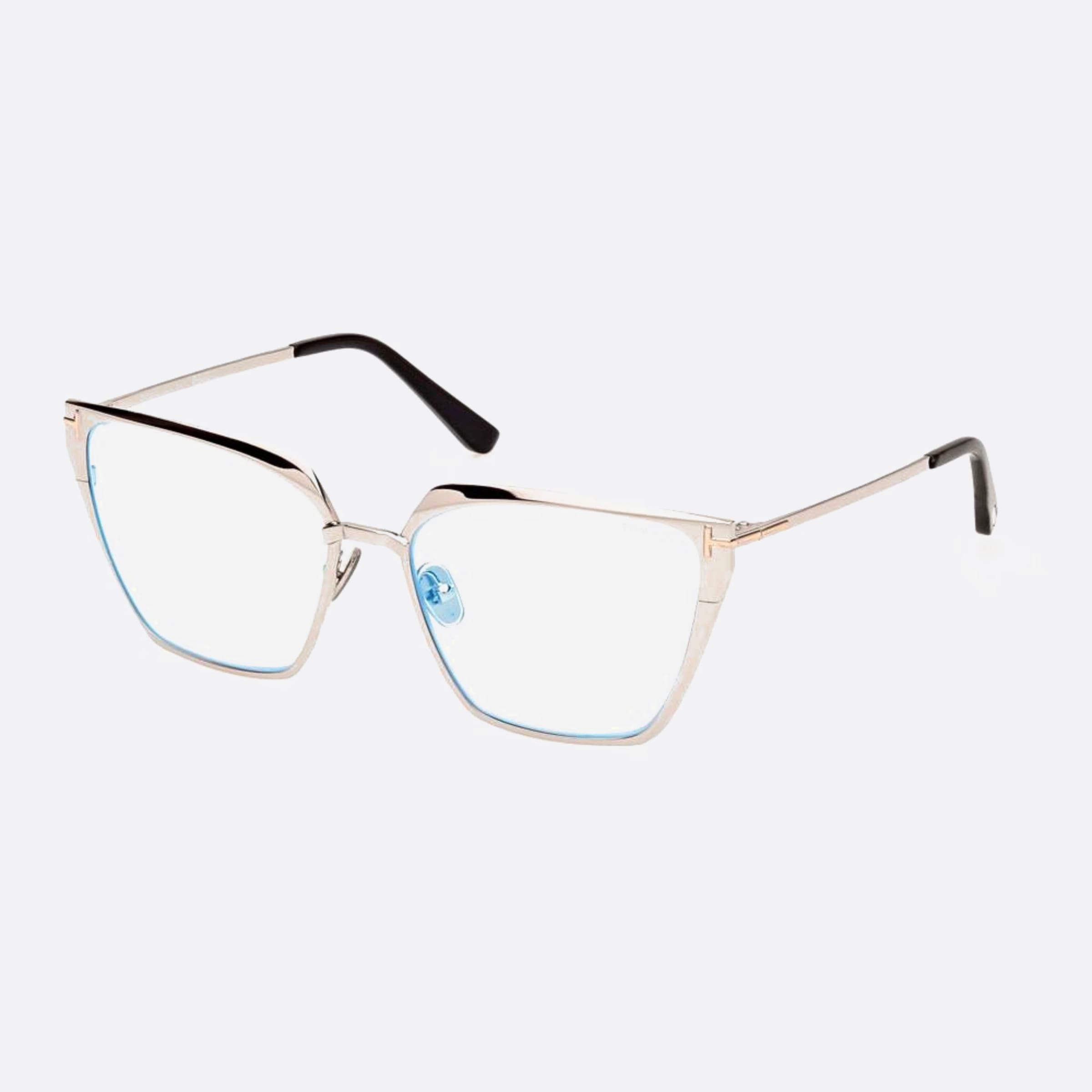 Tom 56mm Ford Blue Block Silver Geometric Women Eyeglasses - Side View