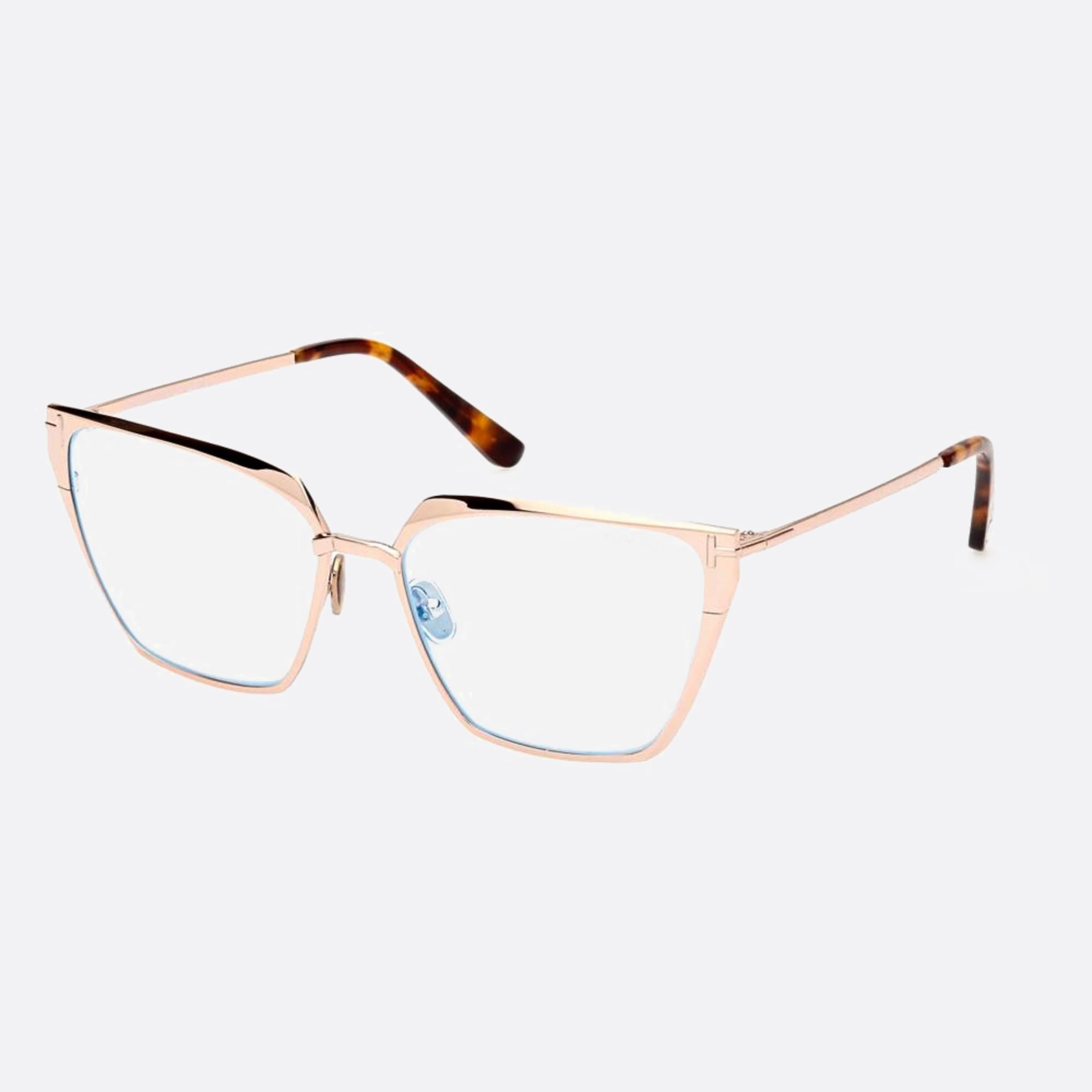 Tom 56mm Ford Blue Block Gold Geometric Women Eyeglasses - Side View