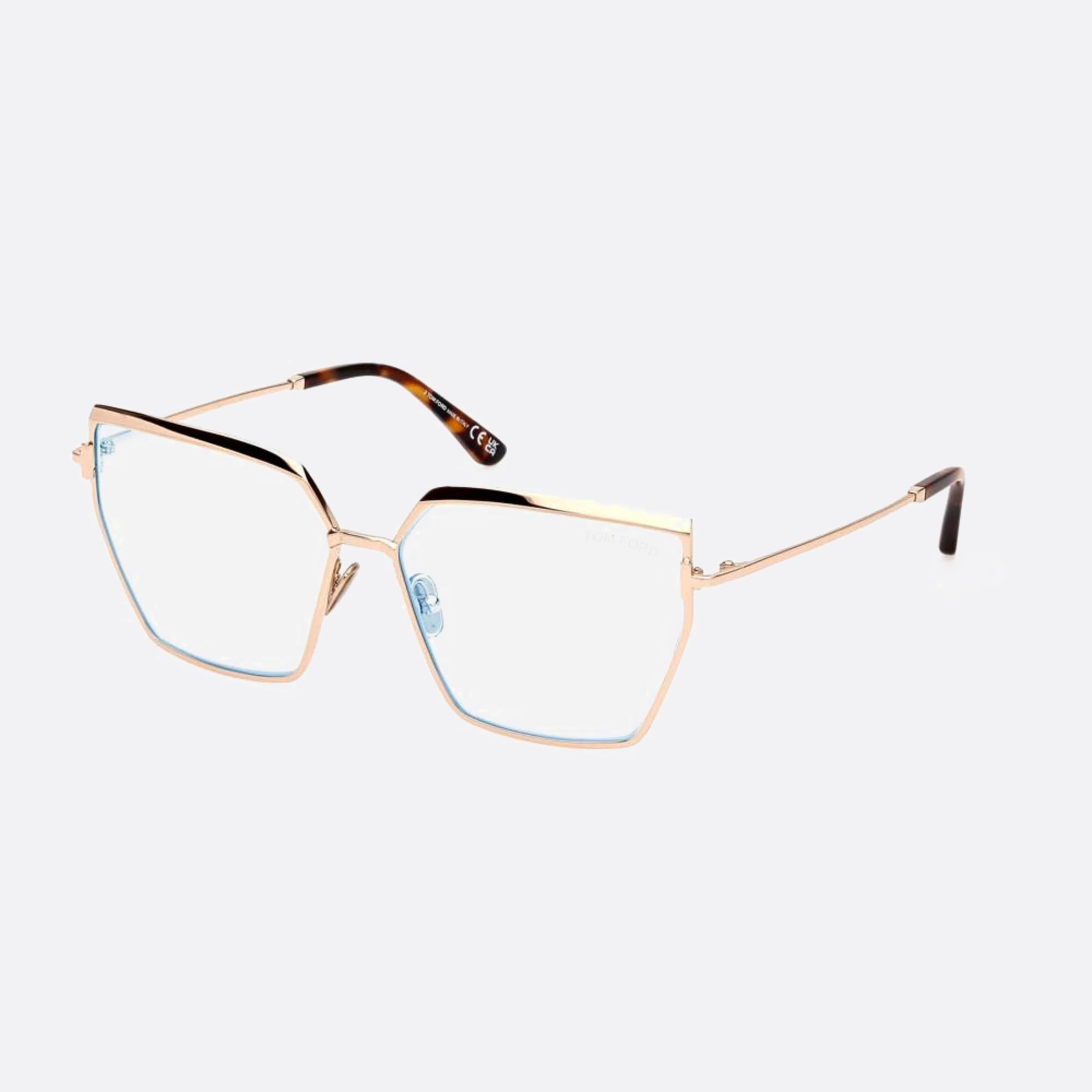 Tom 57mm Ford Blue Block Gold Butterfly Women Eyeglasses - Side View