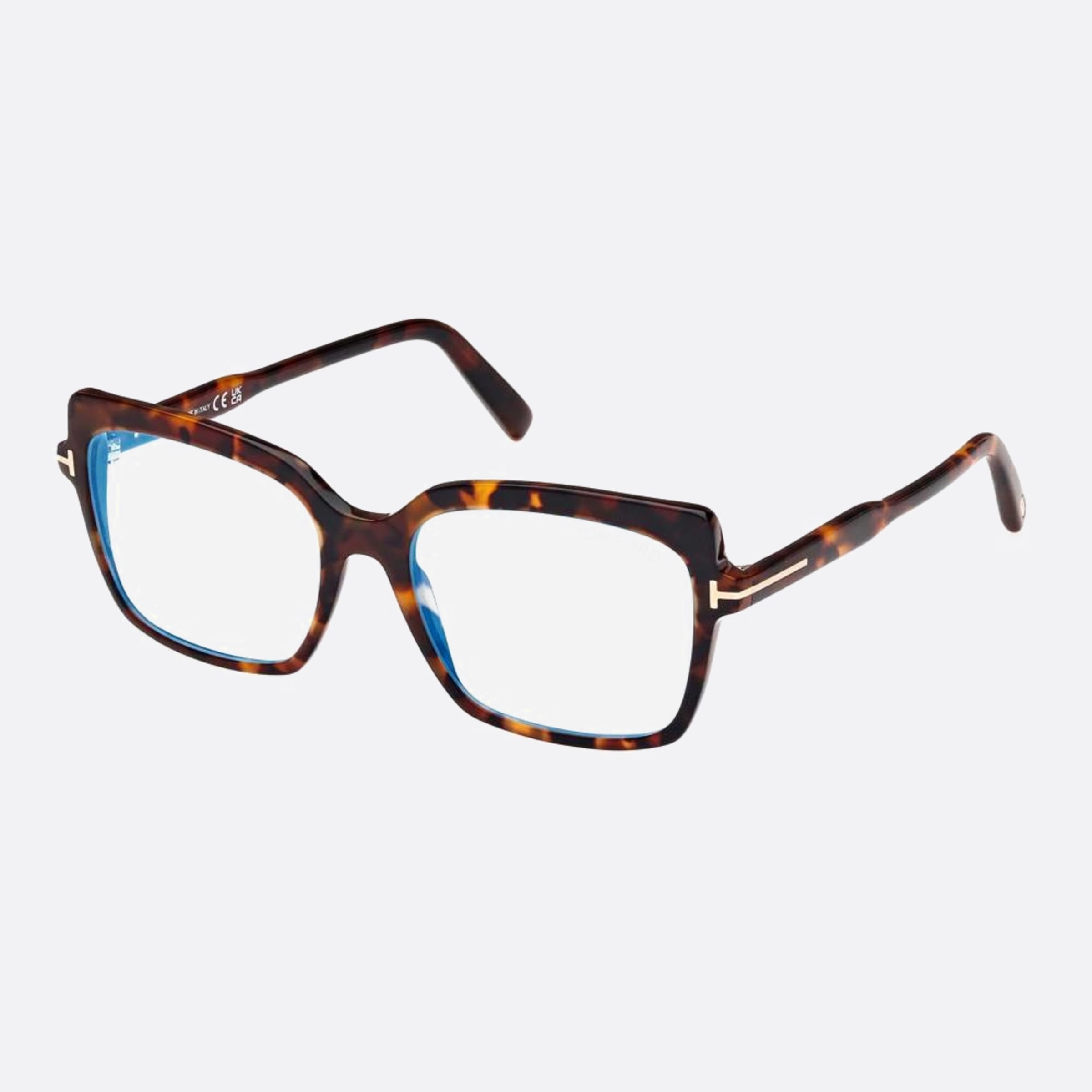 Tom 54mm Ford Blue Block Havana Geometric Unisex Eyeglasses - Side View