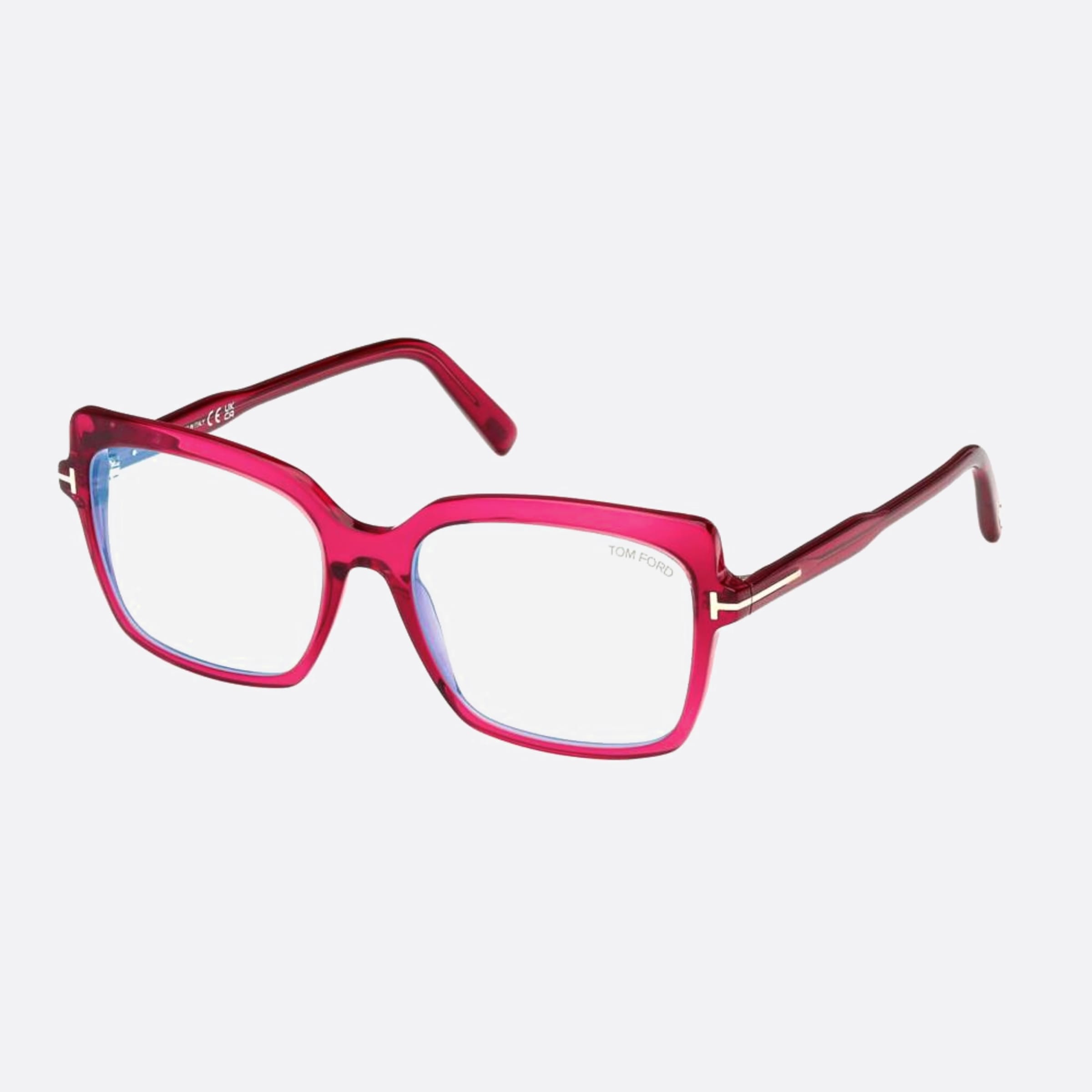 Tom 54mm Ford Blue Block Pink Geometric Unisex Eyeglasses - Side View