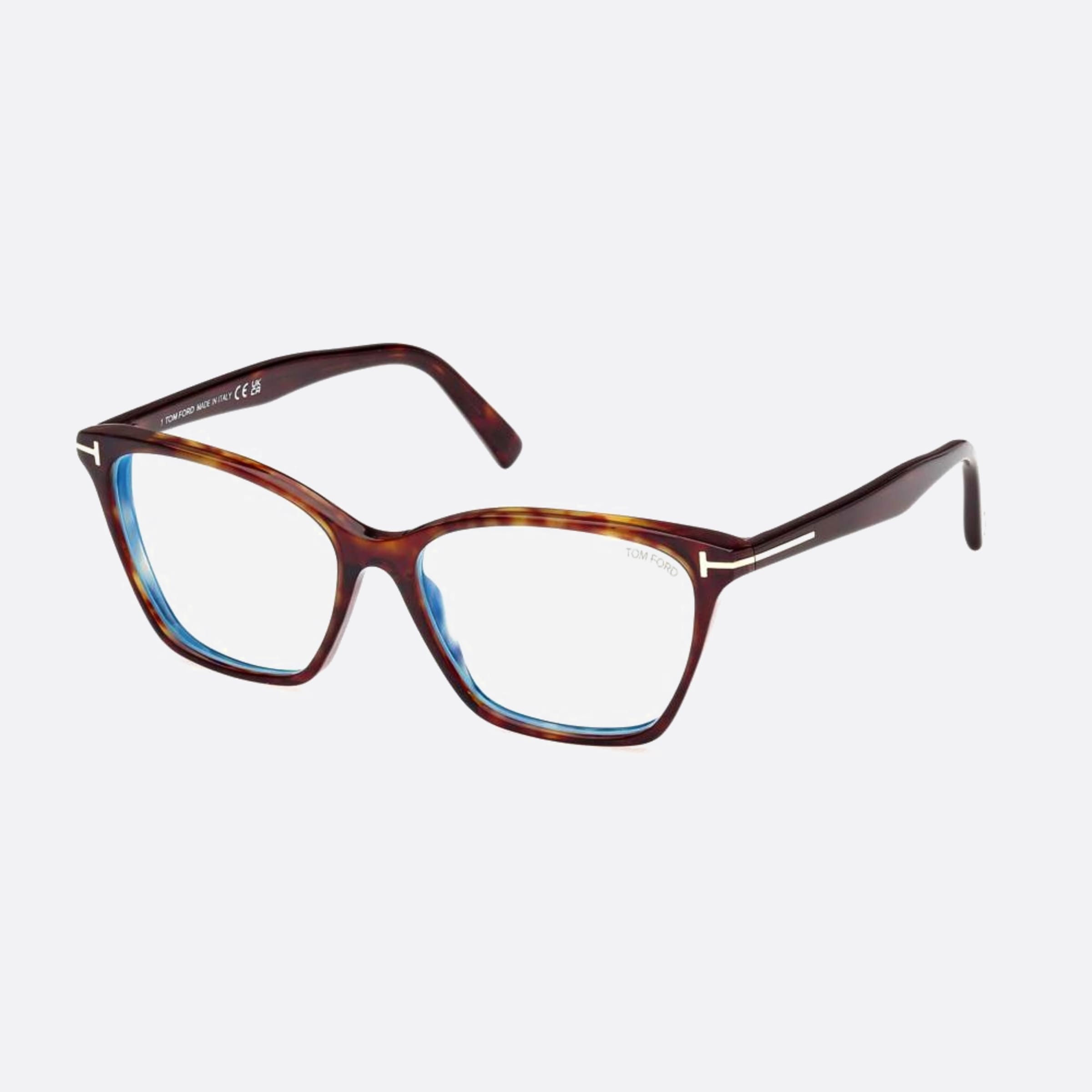 Tom 56mm Ford Blue Block Havana Cat Eye Women Eyeglasses - Side View