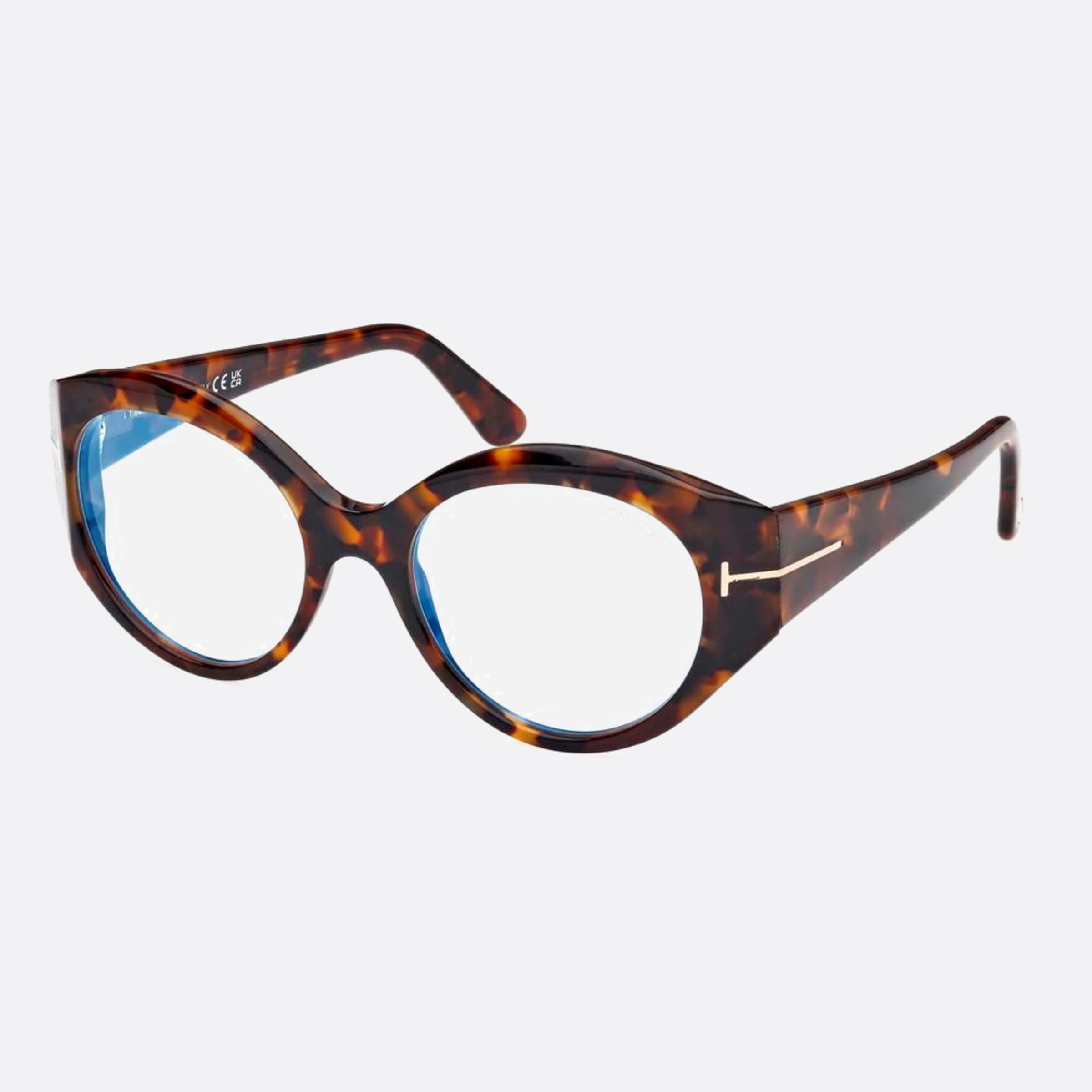 Tom 53mm Ford Blue Block Havana Round Women Eyeglasses - Side View