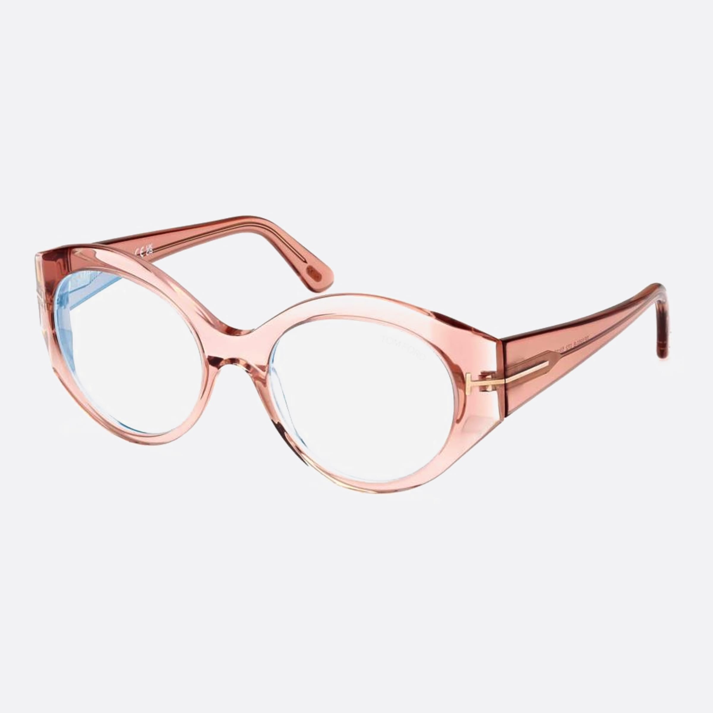 Tom 53mm Ford Blue Block Pink Round Women Eyeglasses - Side View