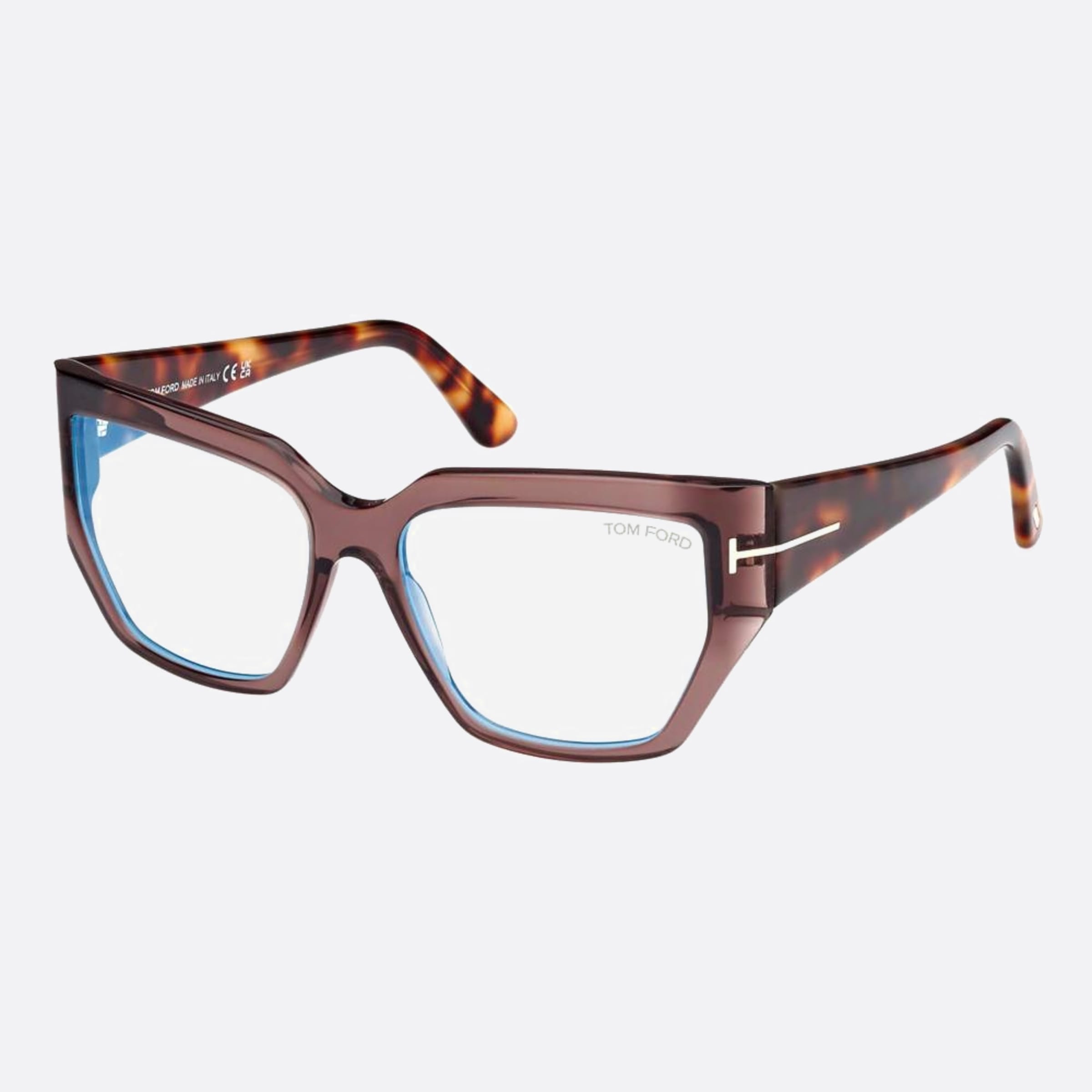 Tom 54mm Ford Blue Block Brown Geometric Women Eyeglasses - Side View
