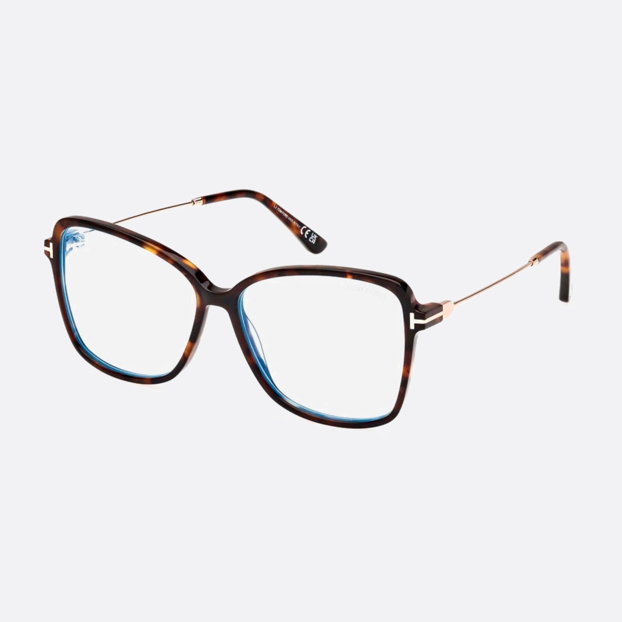 Tom 55mm Ford Blue Block Havana Butterfly Women Eyeglasses - Side View