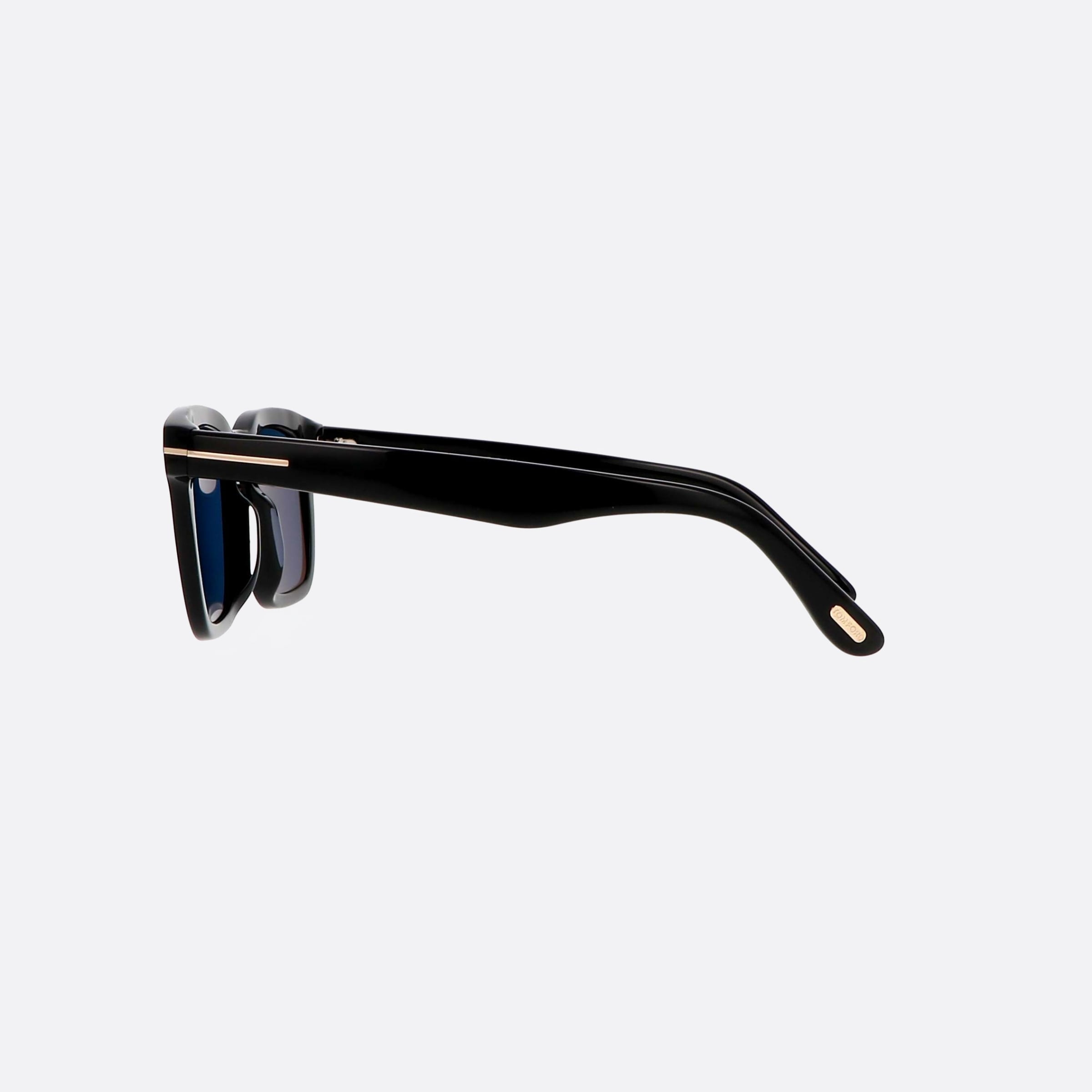 Tom 50mm Ford Ft0751 01v Black Rectangle Polarized Men Sunglasses - Detail View