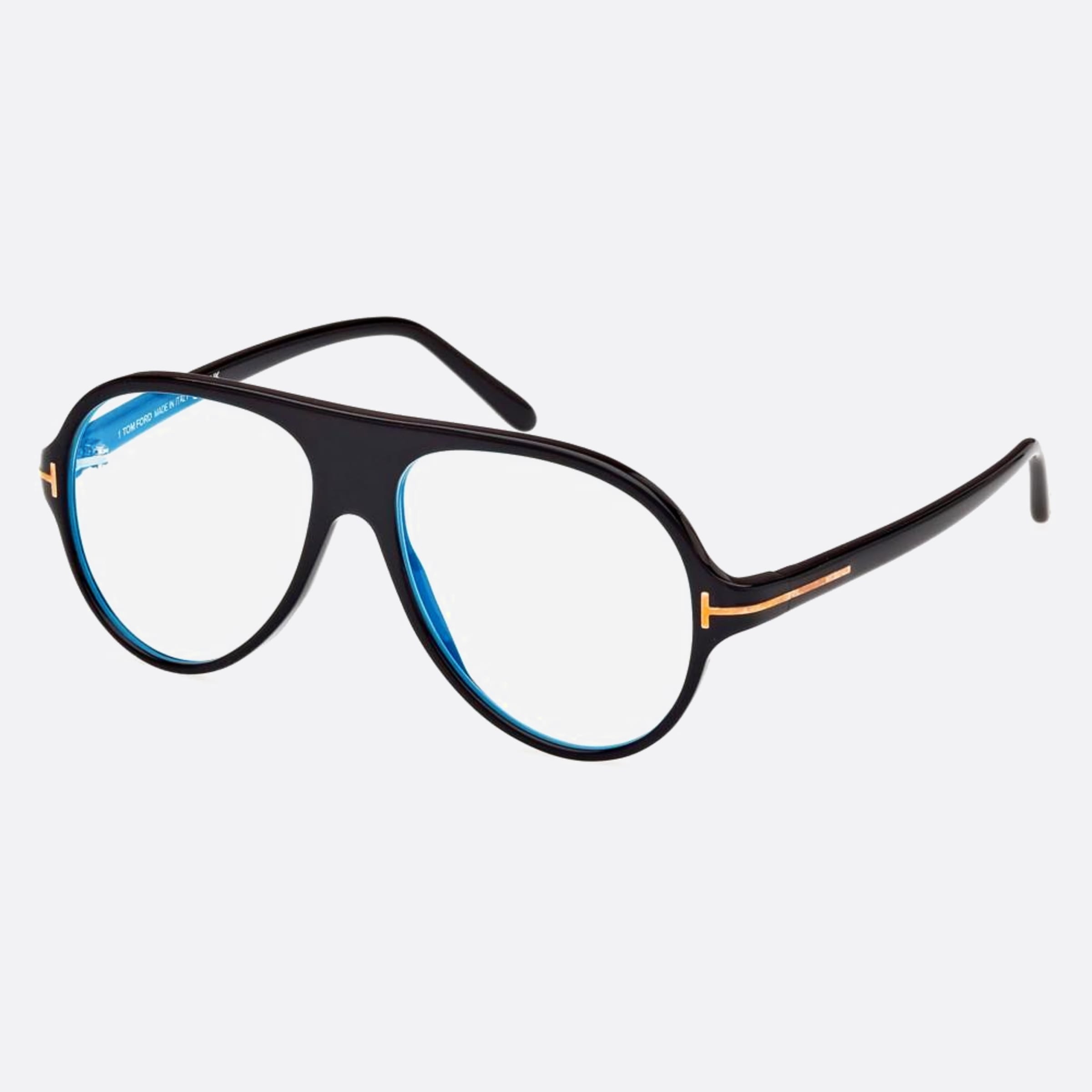 Tom 53mm Ford Ft5012 Blue Block Black Pilot Men Eyeglasses - Side View