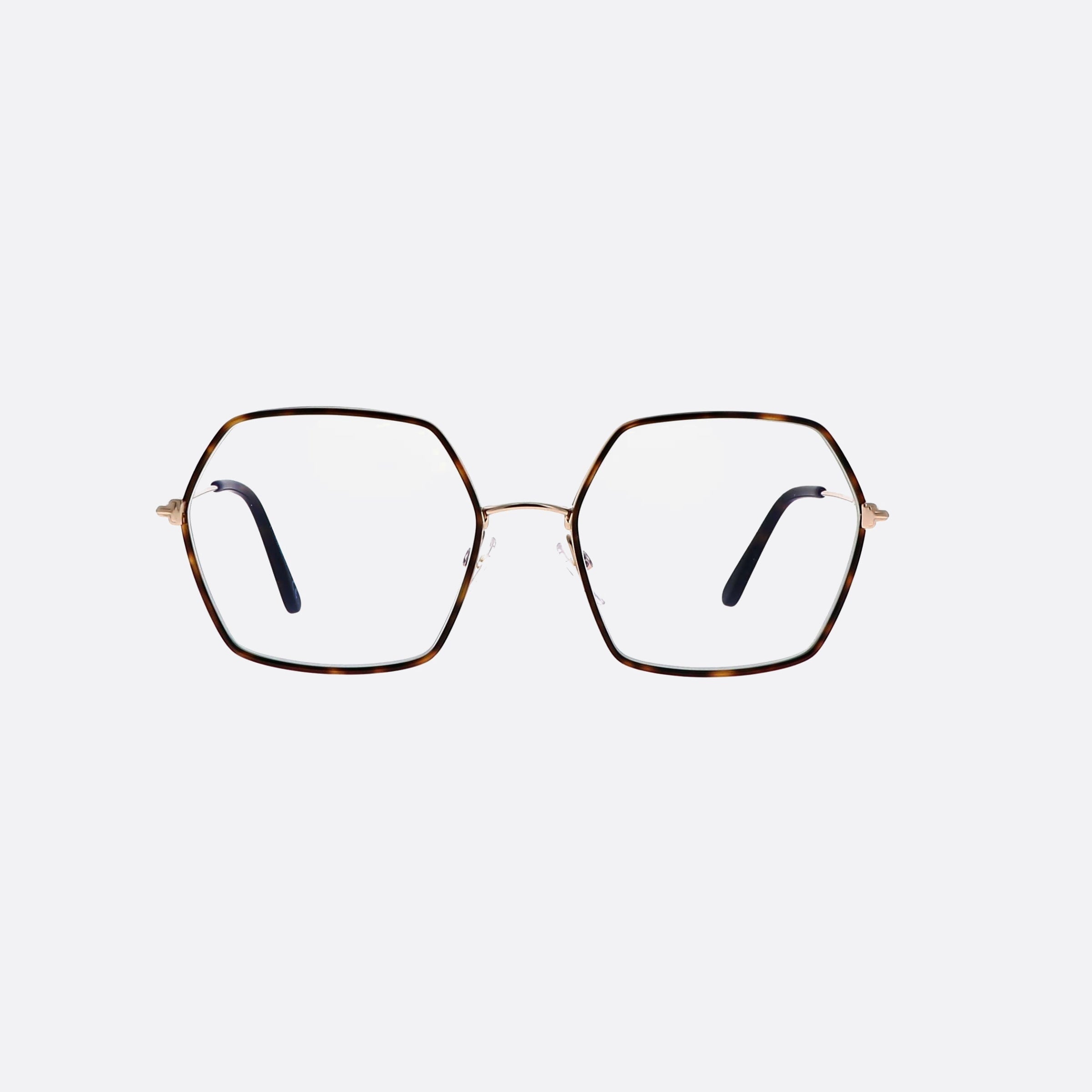 Tom 55mm Ford Ft5615 Tortoise Hexagonal Women Eyeglasses - Side View