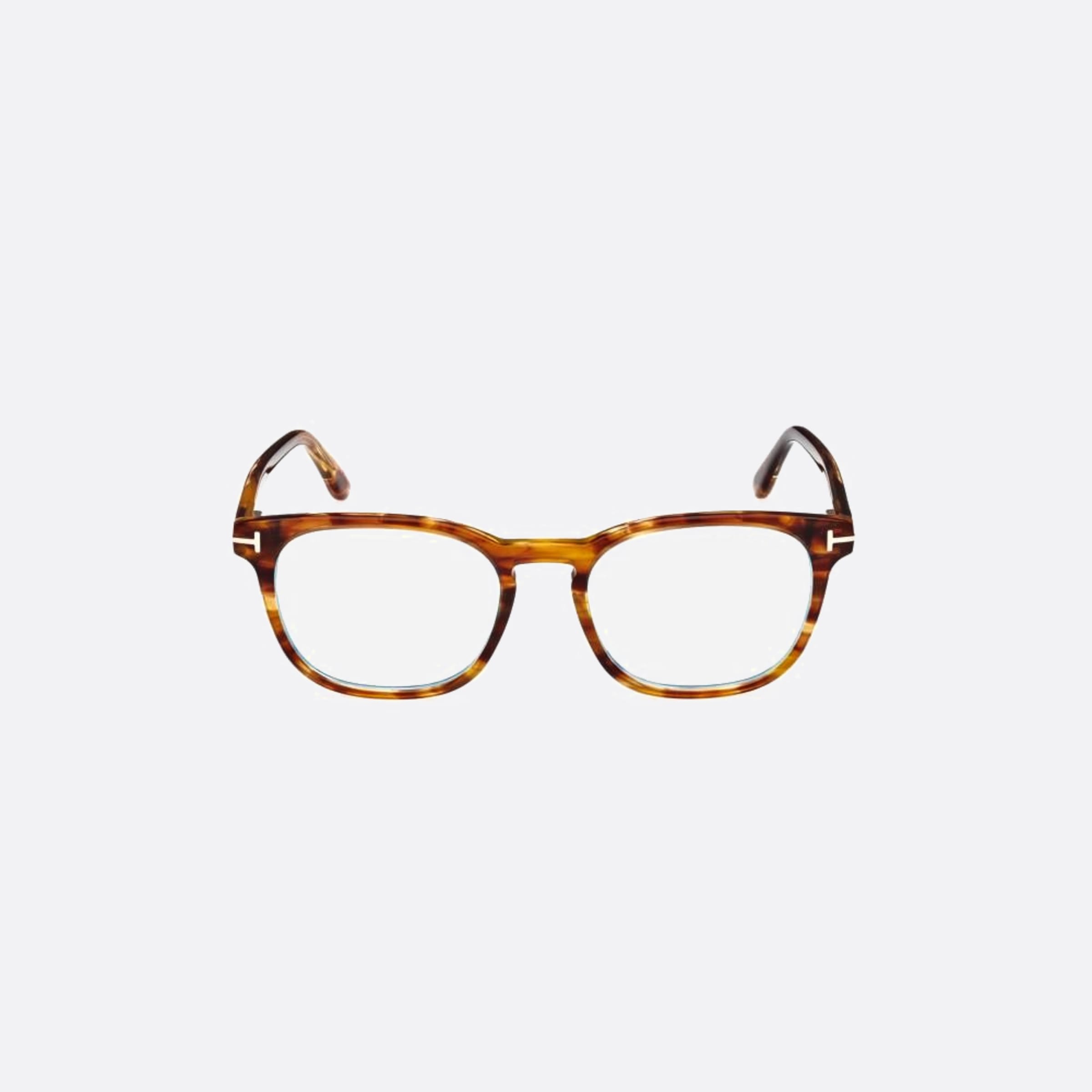 Tom 53mm Ford Ft5868 Blue Block Brown Squared Men Eyeglasses - Main View
