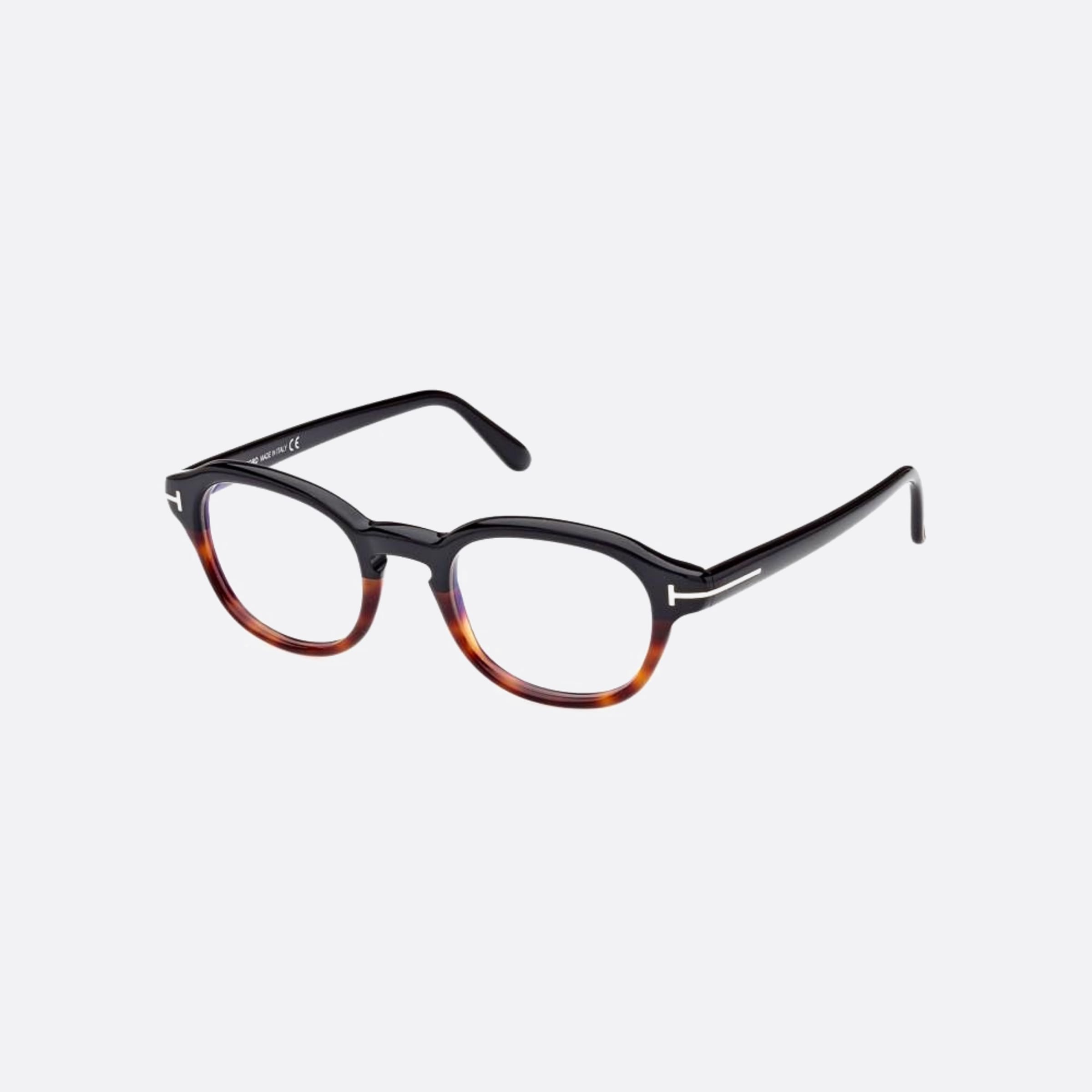 Tom 49mm Ford Ft5871 Blue Block Havana Round Men Eyeglasses - Side View