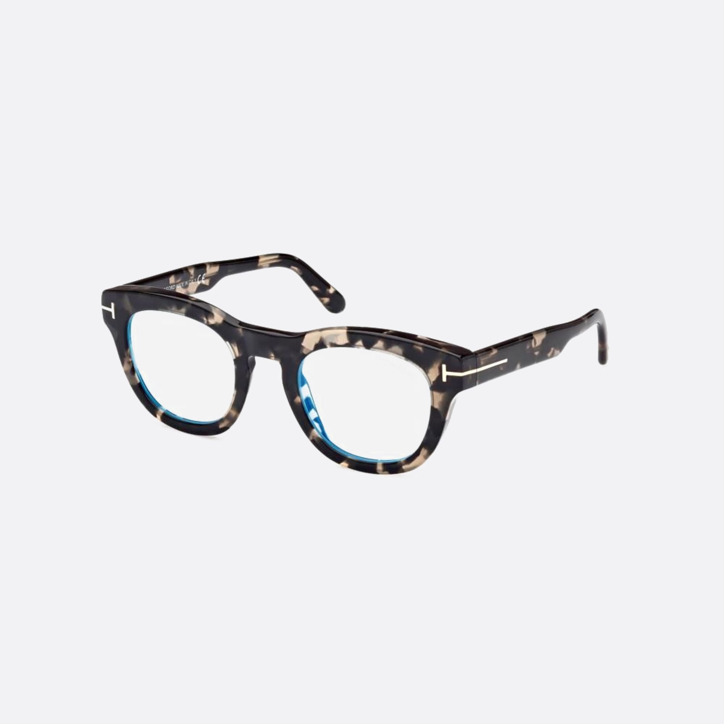 Tom 49mm Ford Ft5873 Blue Block Black Squared Men Eyeglasses - Side View