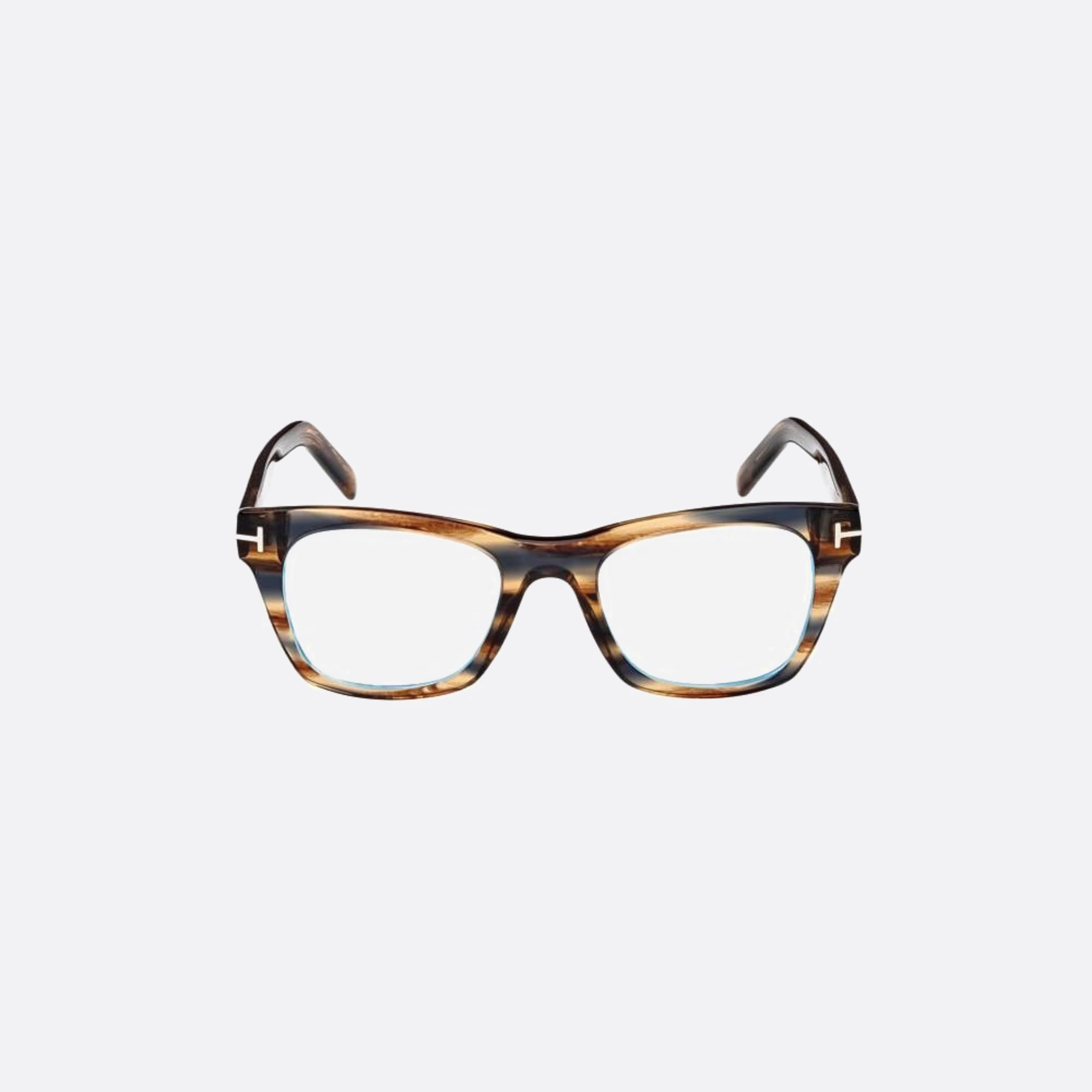 Tom 52mm Ford Ft5886 Blue Block Brown Squared Men Eyeglasses - Main View