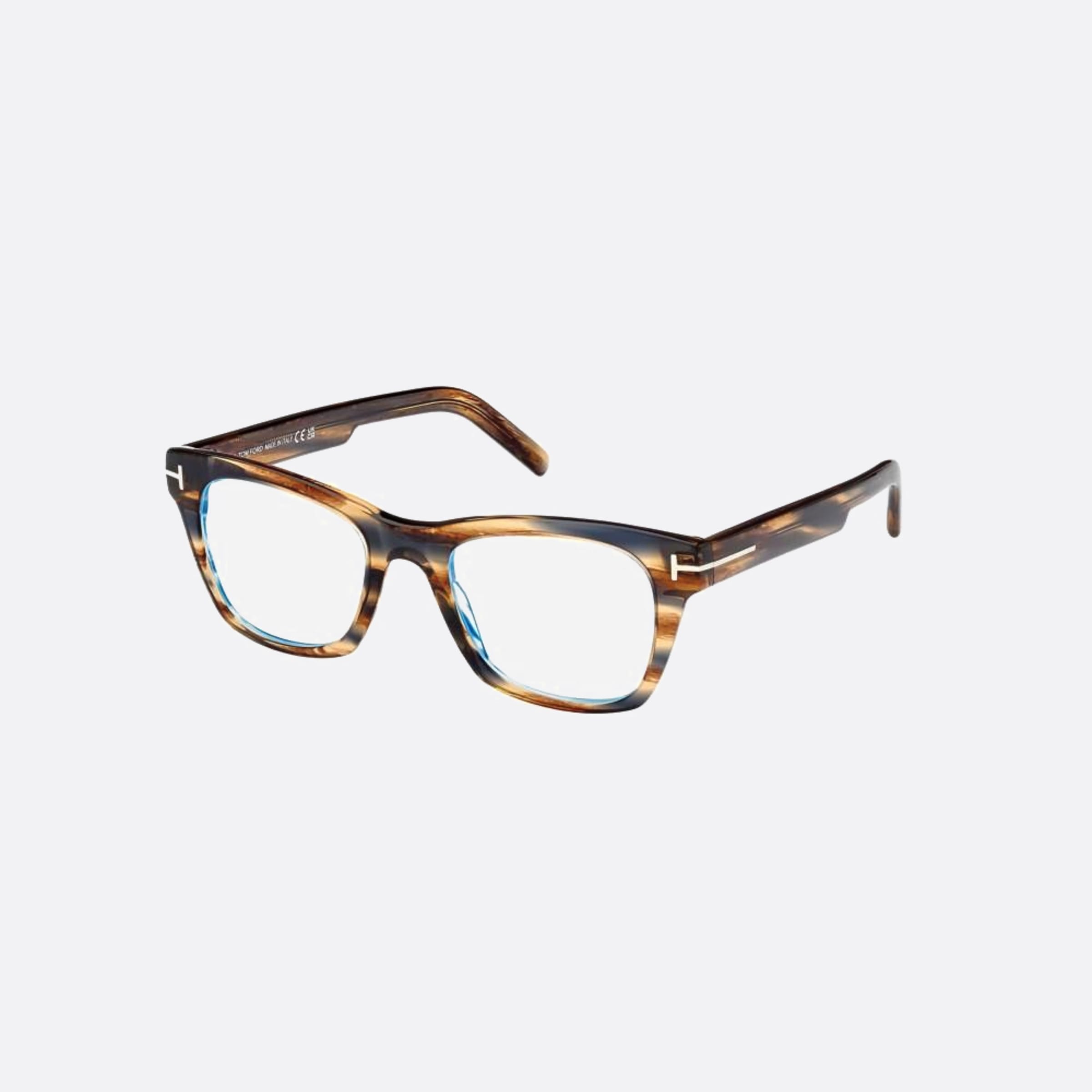 Tom 52mm Ford Ft5886 Blue Block Brown Squared Men Eyeglasses - Side View