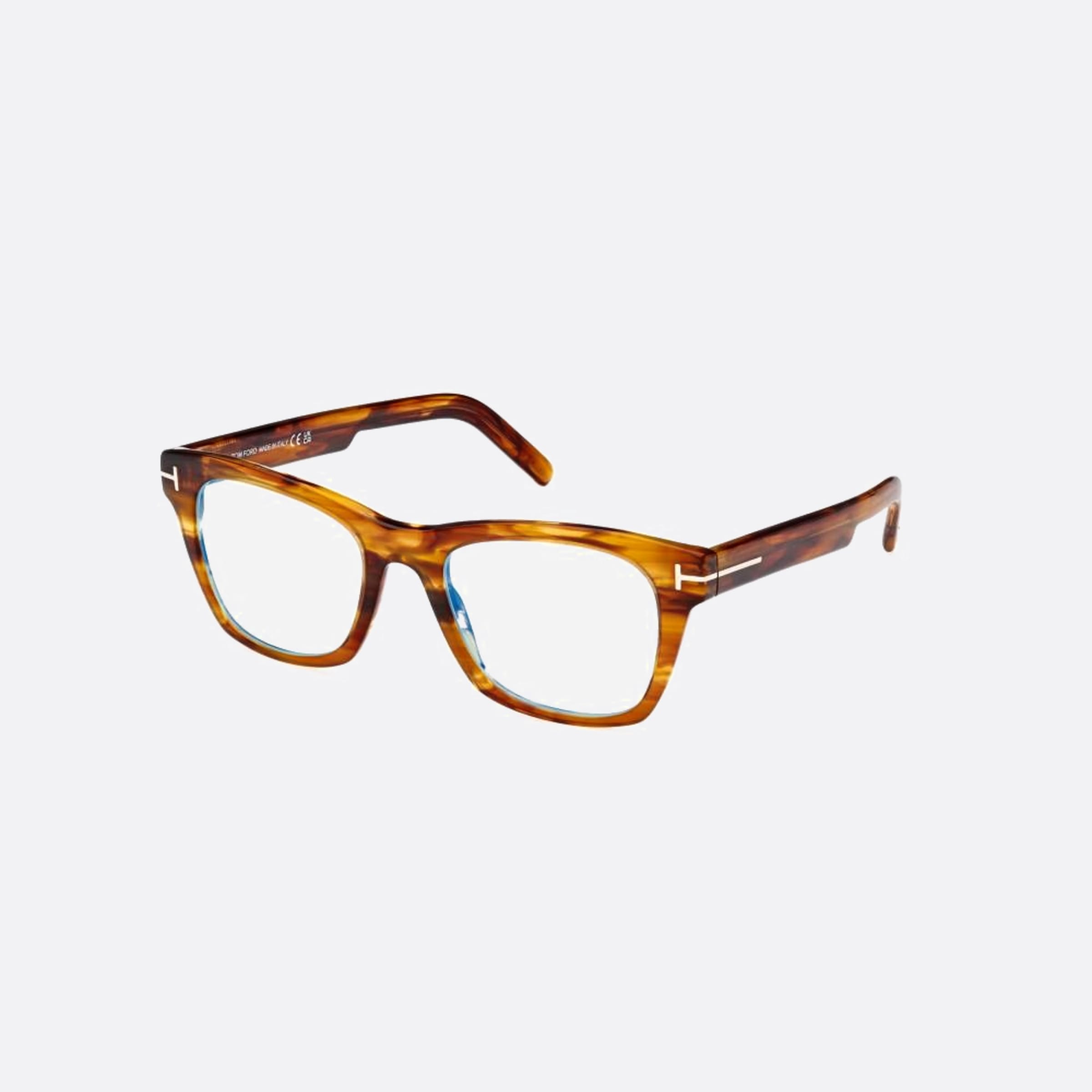 Tom 50mm Ford Ft5886 Blue Block Havana Squared Men Eyeglasses - Side View