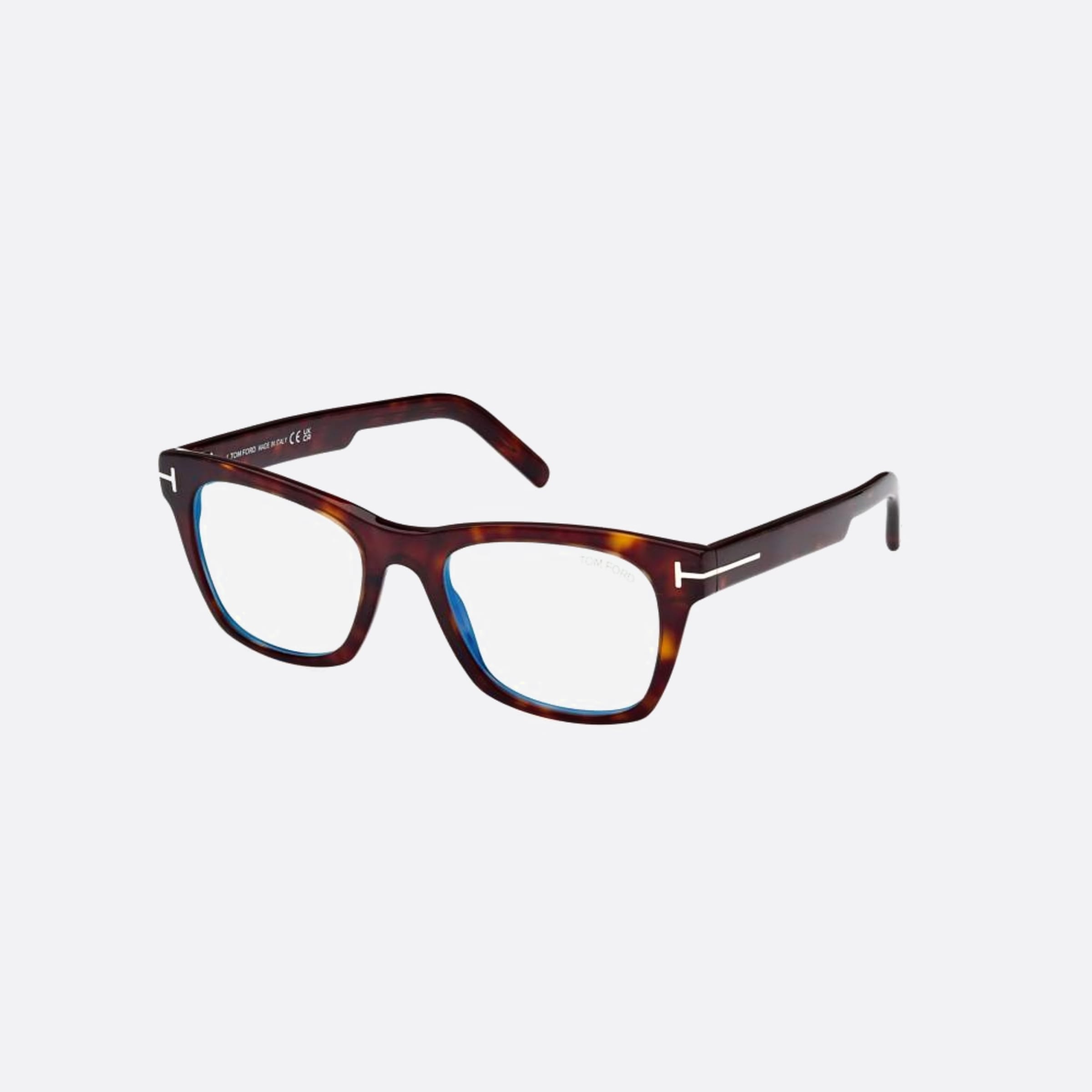 Tom 52mm Ford Ft5886 Blue Block Havana Squared Men Eyeglasses - Side View