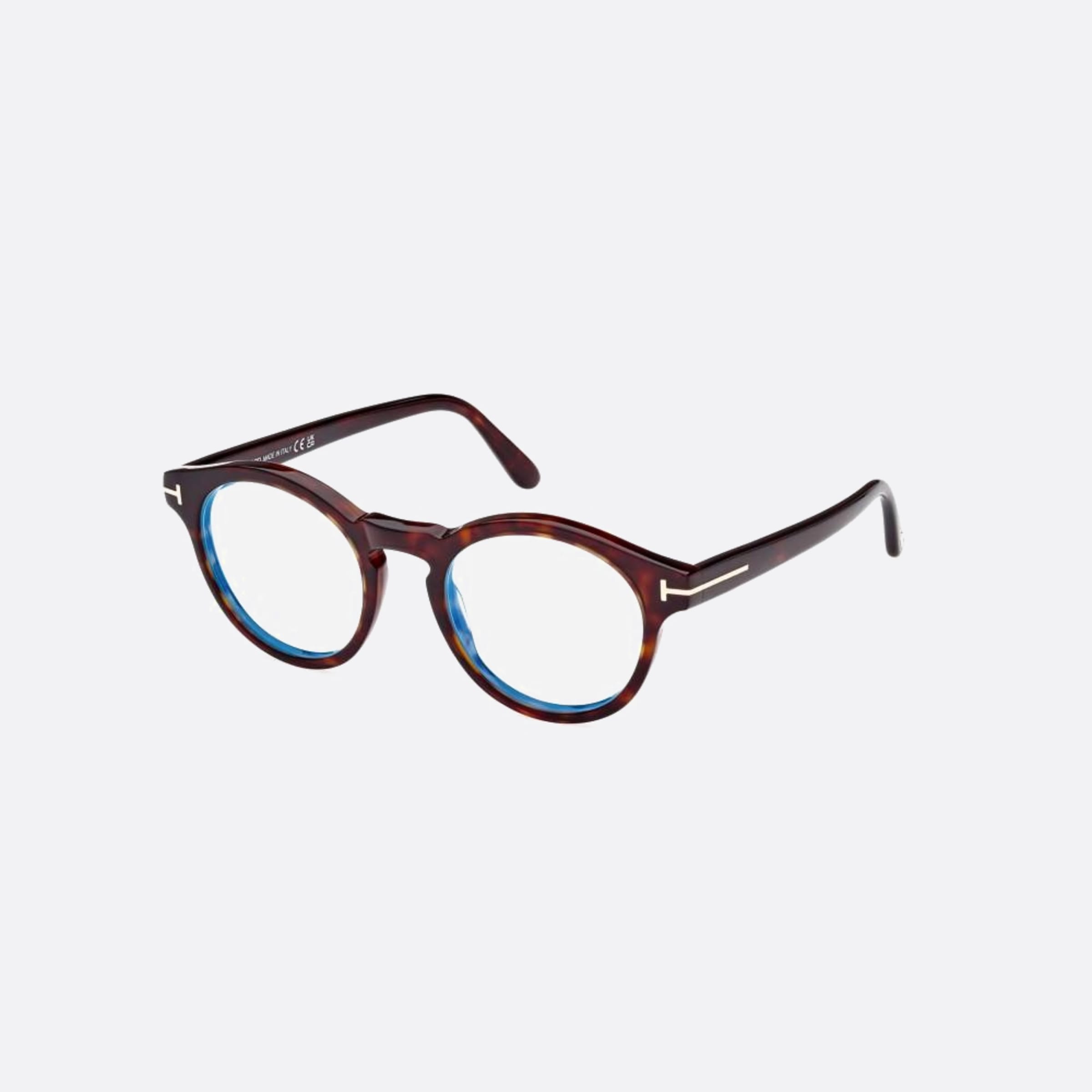Tom 49mm Ford Ft5887 Blue Block Havana Visor Unisex Eyeglasses - Side View