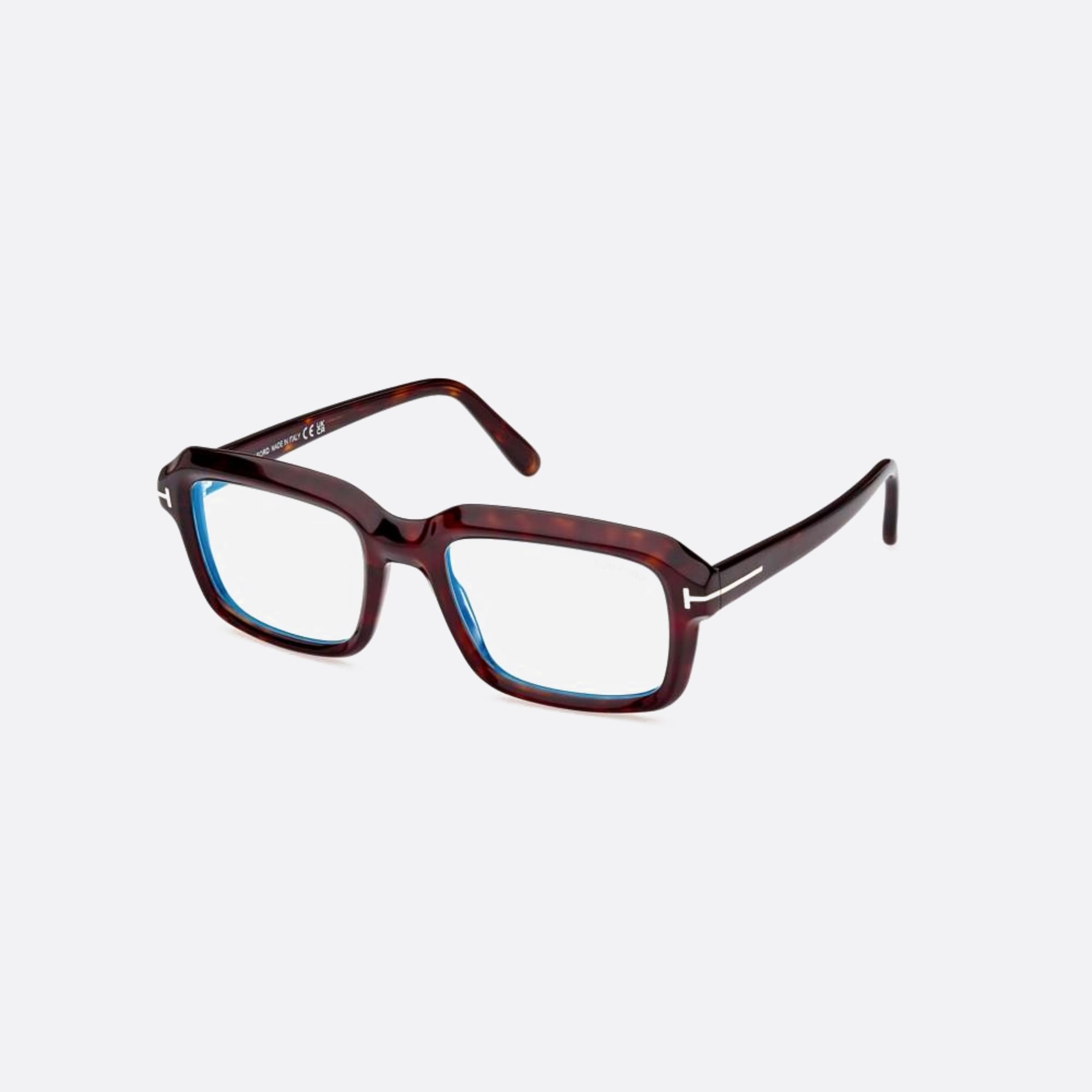 Tom 54mm Ford Ft5888 Blue Block Havana Geometric Men Eyeglasses - Side View