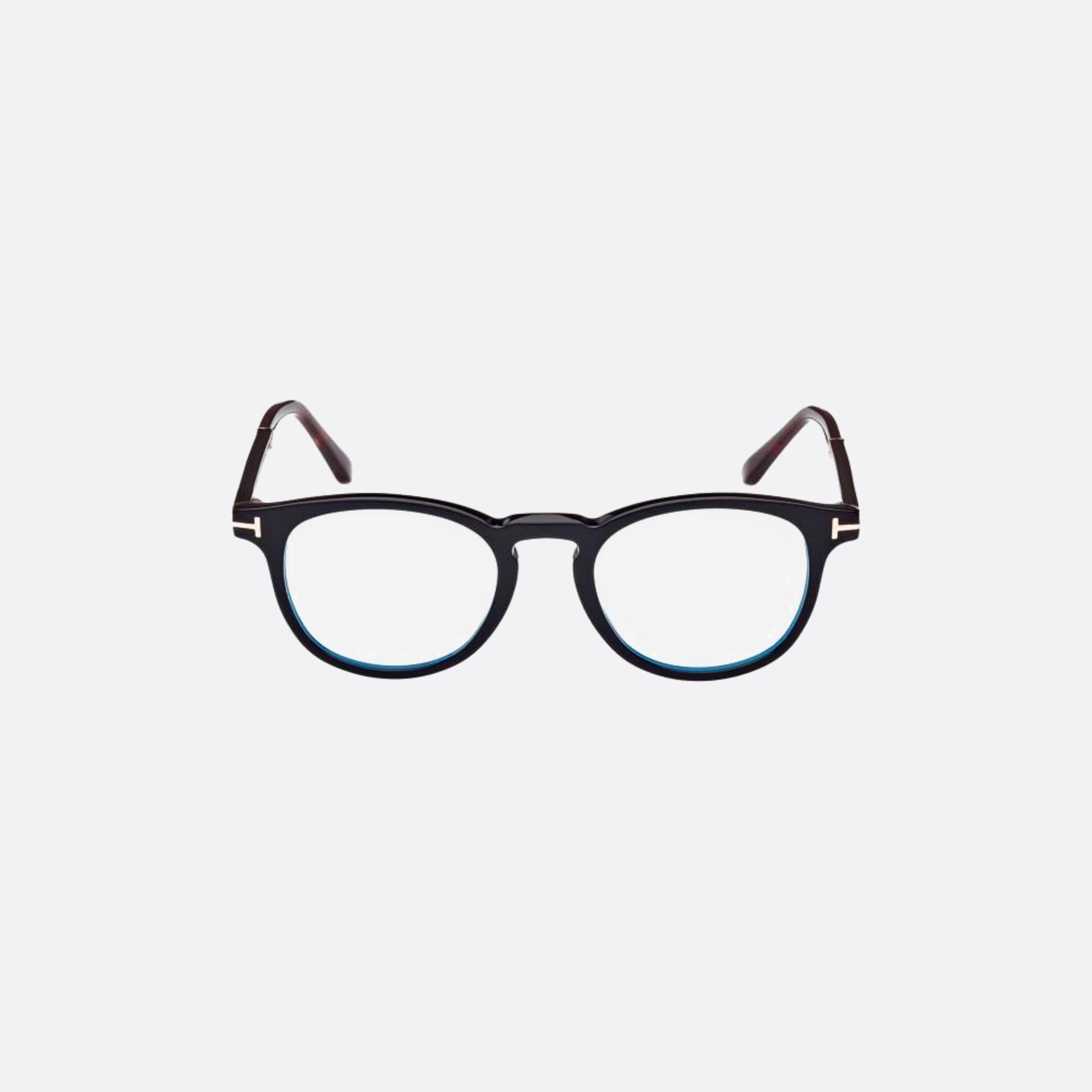 Tom 49mm Ford Ft5891 Blue Block Black Round Unisex Eyeglasses - Main View