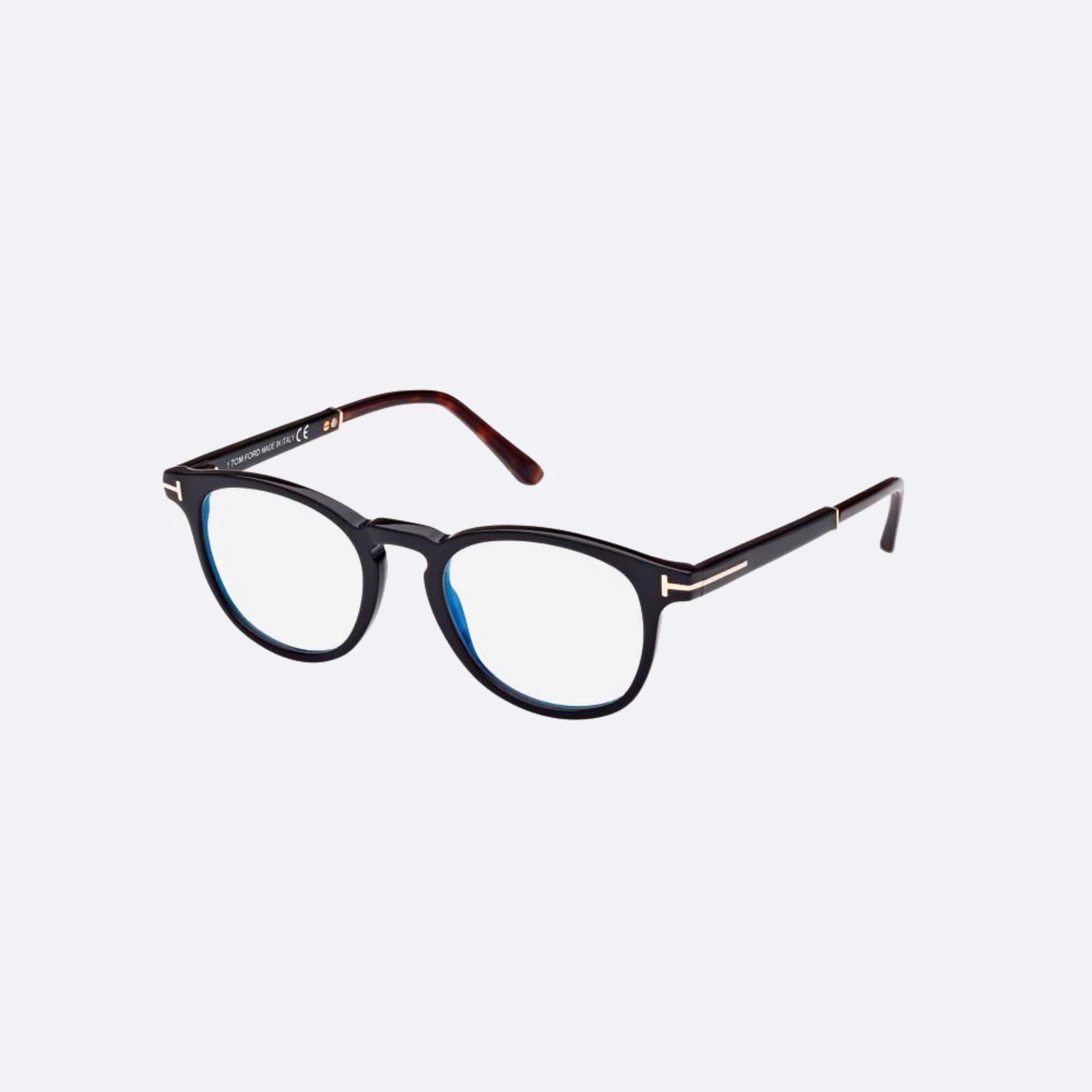 Tom 49mm Ford Ft5891 Blue Block Black Round Unisex Eyeglasses - Side View
