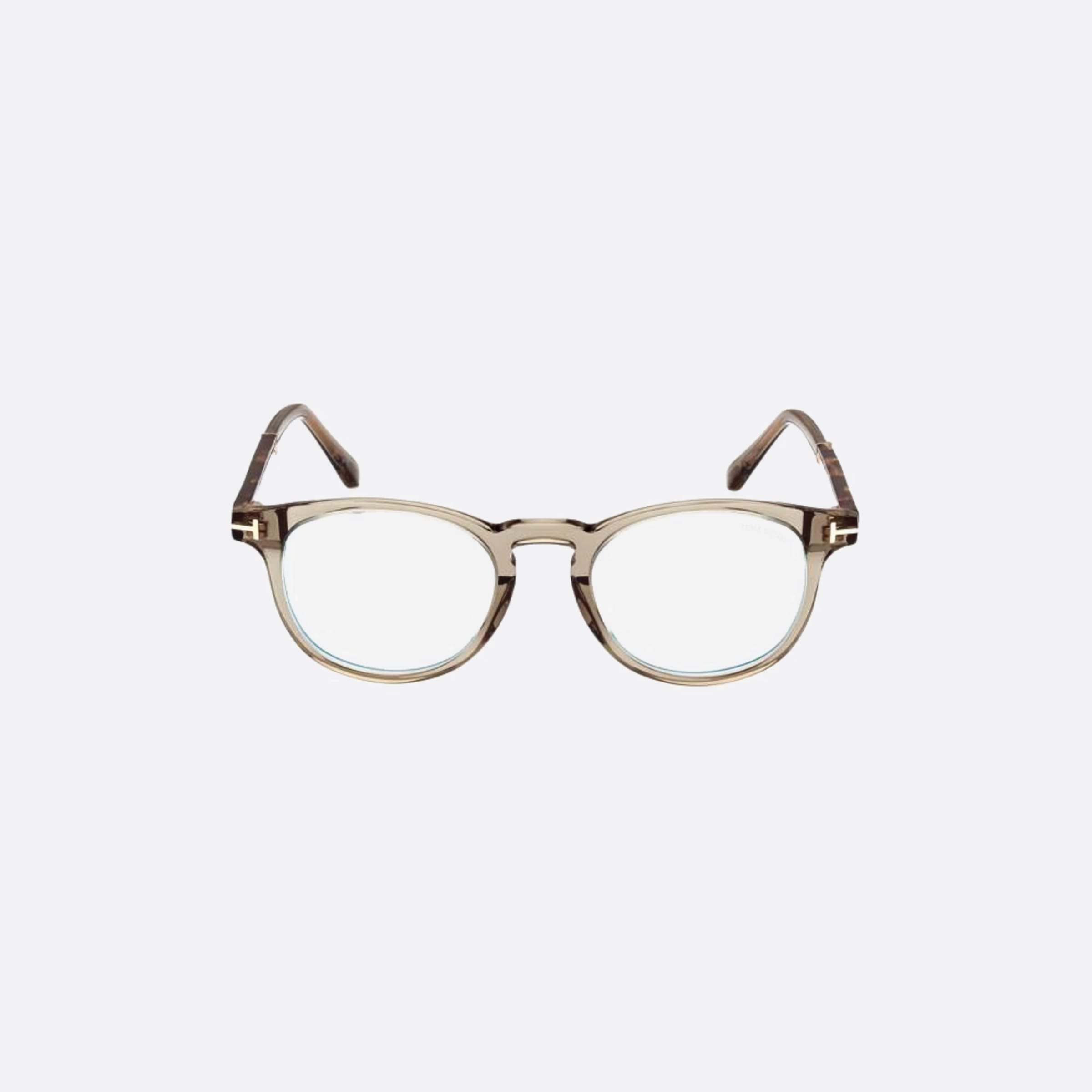 Tom 49mm Ford Ft5891 Blue Block Brown Round Unisex Eyeglasses - Main View