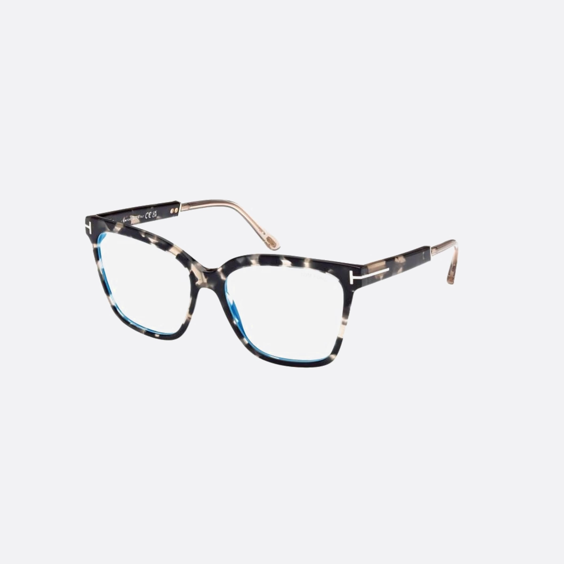 Tom 56mm Ford Ft5892 Blue Block Havana Geometric Women Eyeglasses - Side View