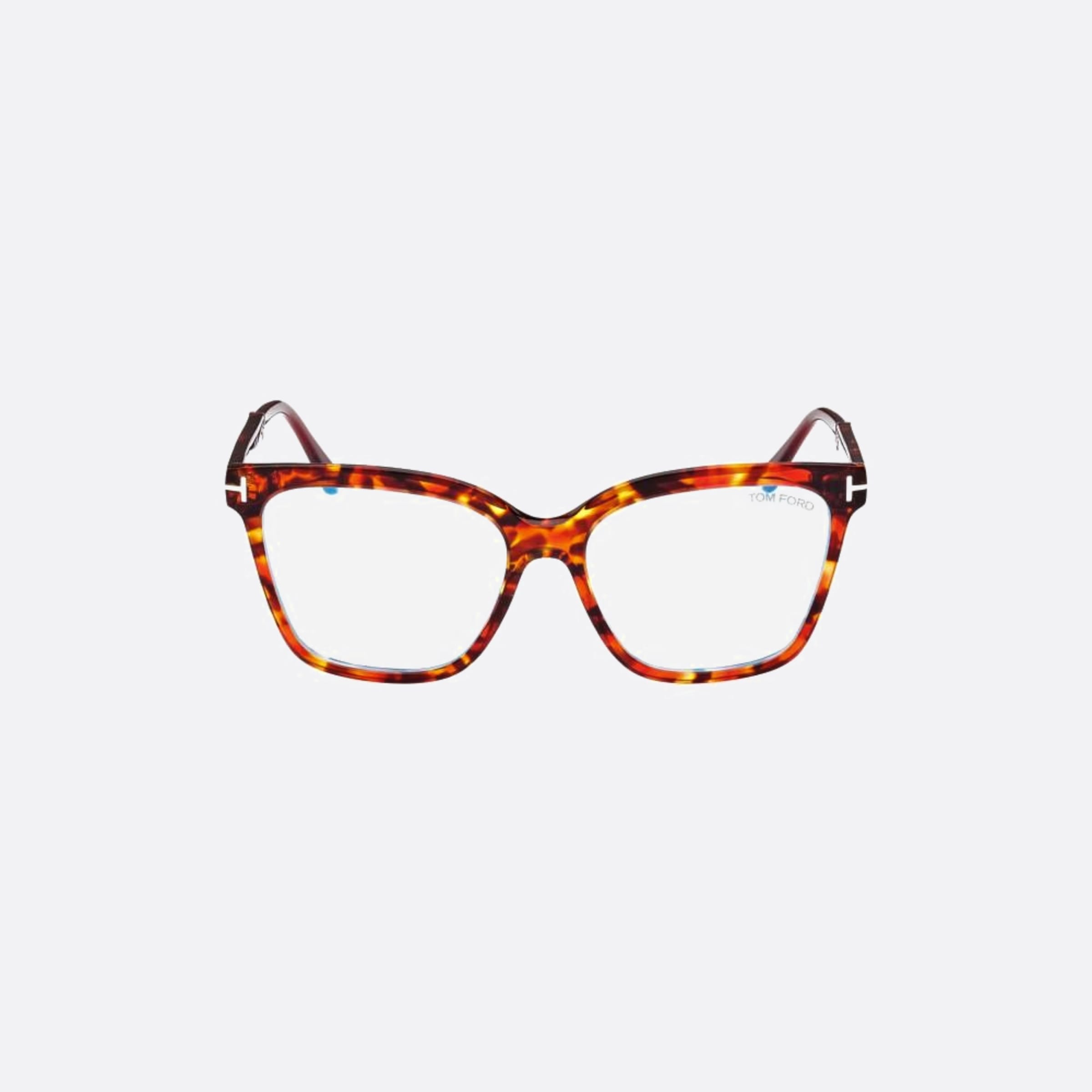Tom 56mm Ford Ft5892 Blue Block Havana Geometric Women Eyeglasses - Main View