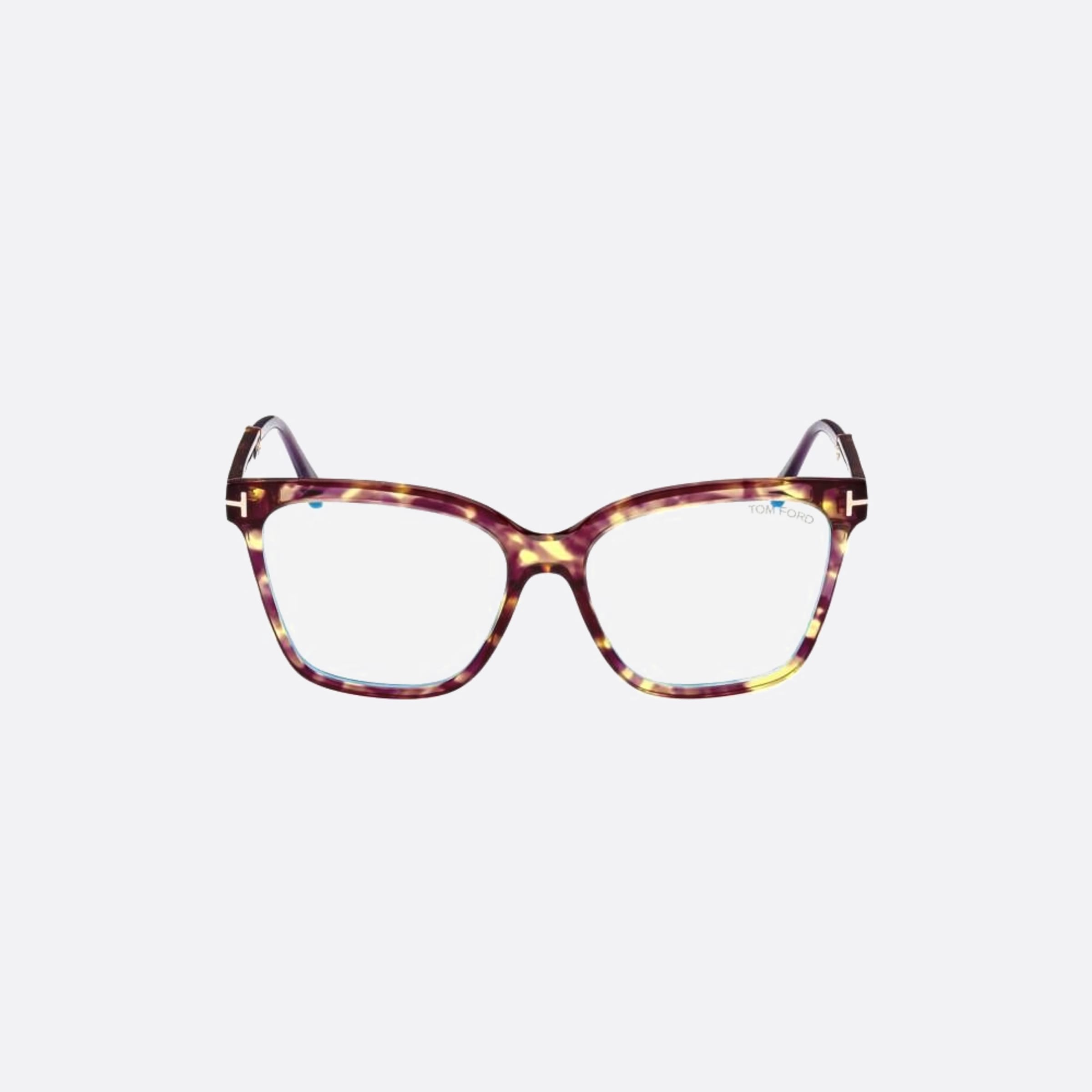 Tom 56mm Ford Ft5892 Blue Block Havana Geometric Women Eyeglasses - Main View