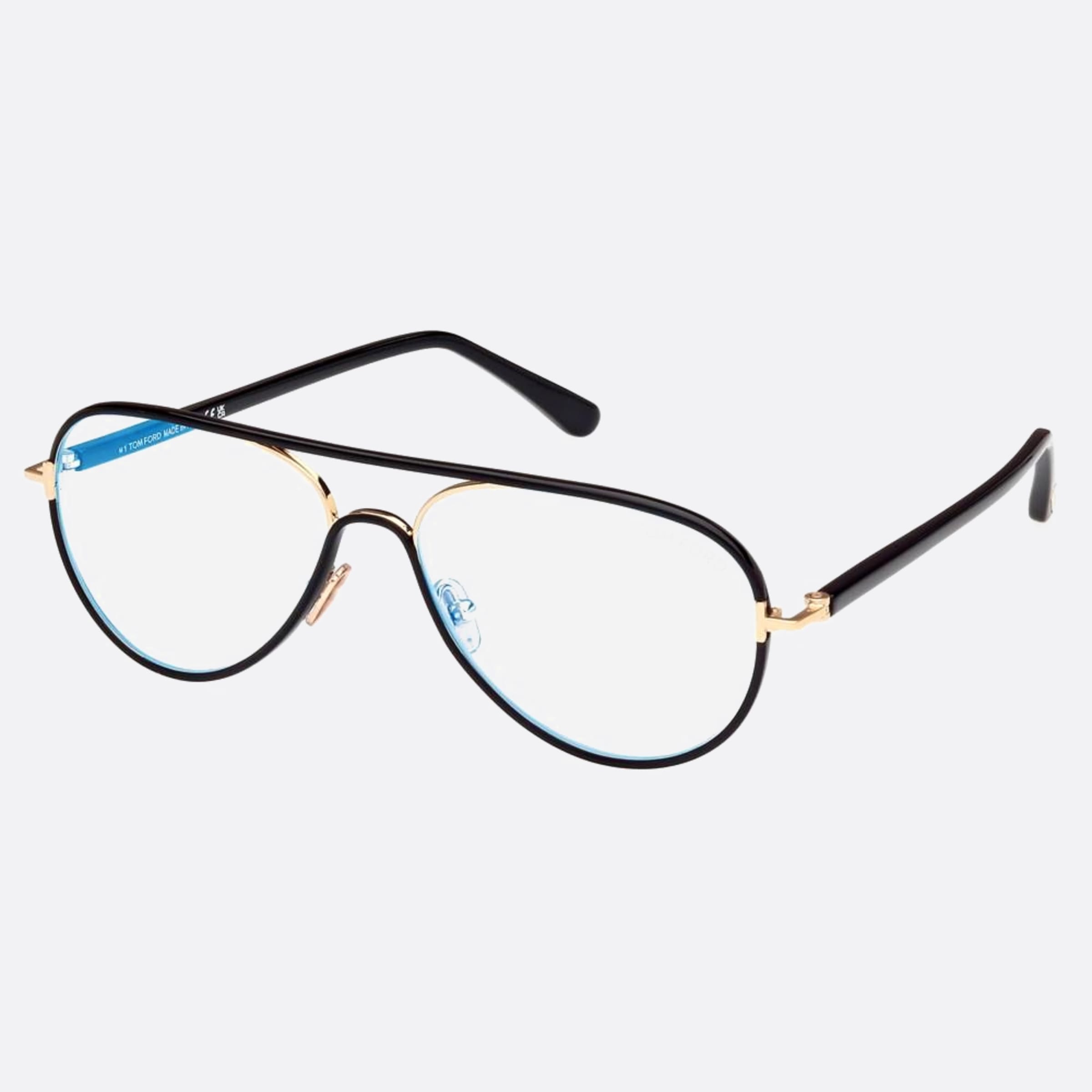 Tom 57mm Ford Ft5897 Blue Block Black Pilot Men Eyeglasses - Side View