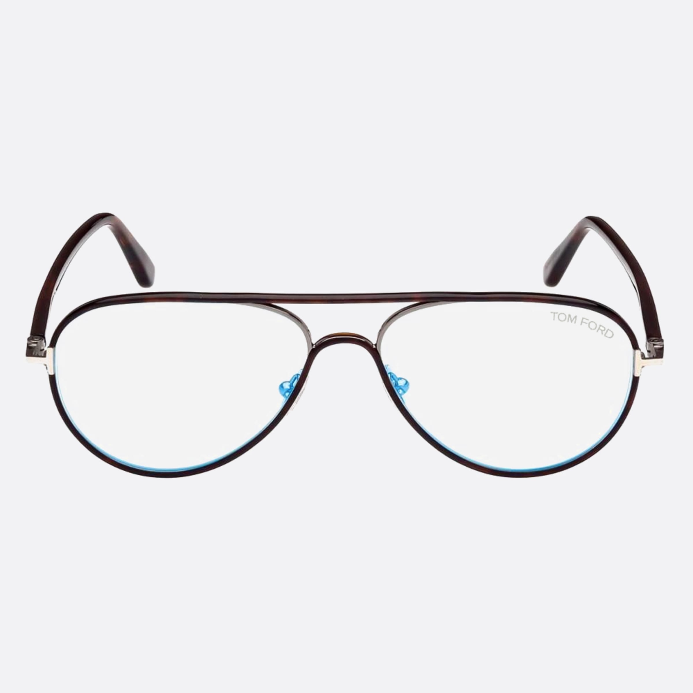 Tom 57mm Ford Ft5897 Blue Block Havana Pilot Men Eyeglasses - Main View