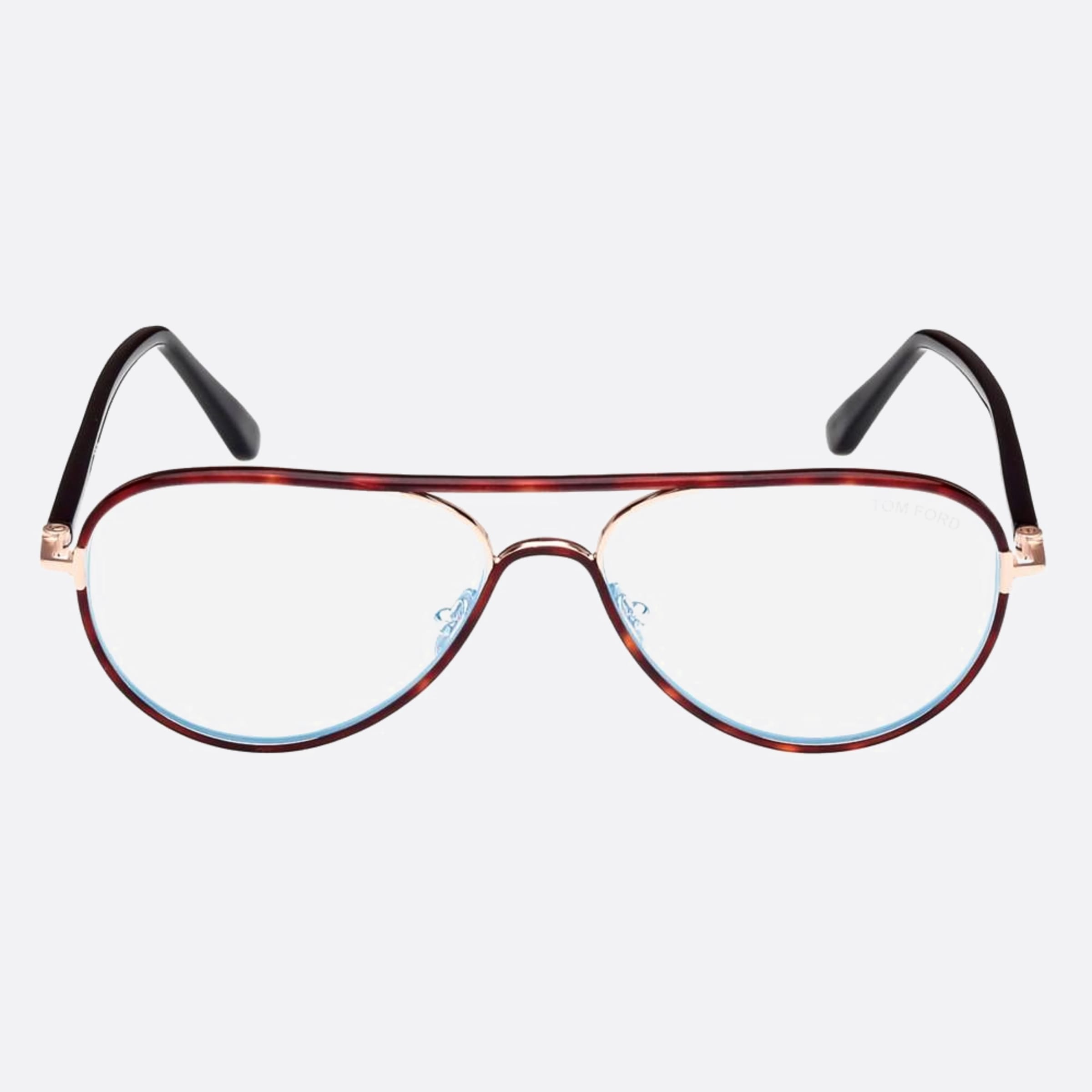 Tom 57mm Ford Ft5897 Blue Block Havana Pilot Men Eyeglasses - Main View