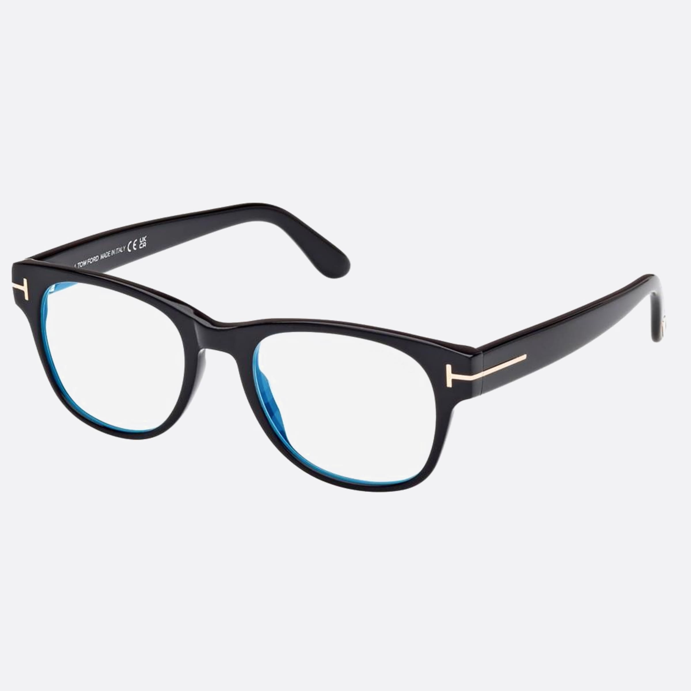 Tom 52mm Ford Ft5898 Blue Block Black Squared Men Eyeglasses - Side View