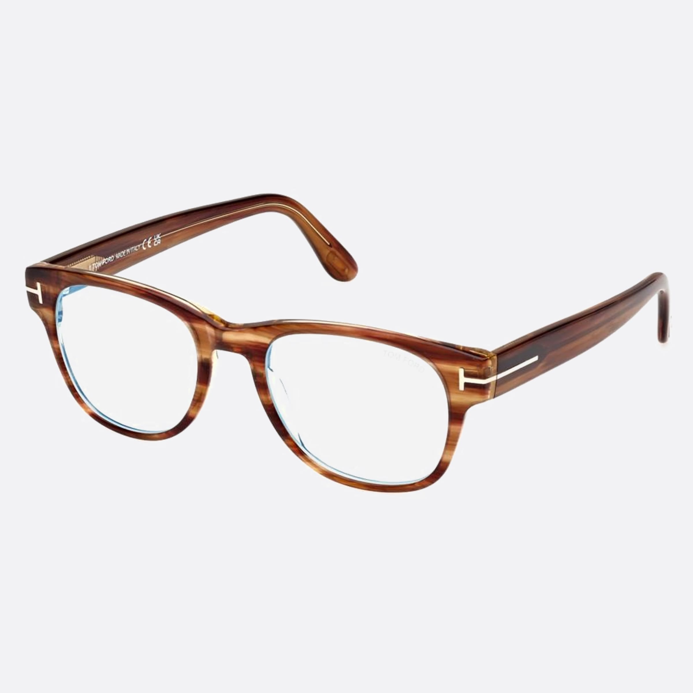 Tom 50mm Ford Ft5898 Blue Block Brown Squared Men Eyeglasses - Side View