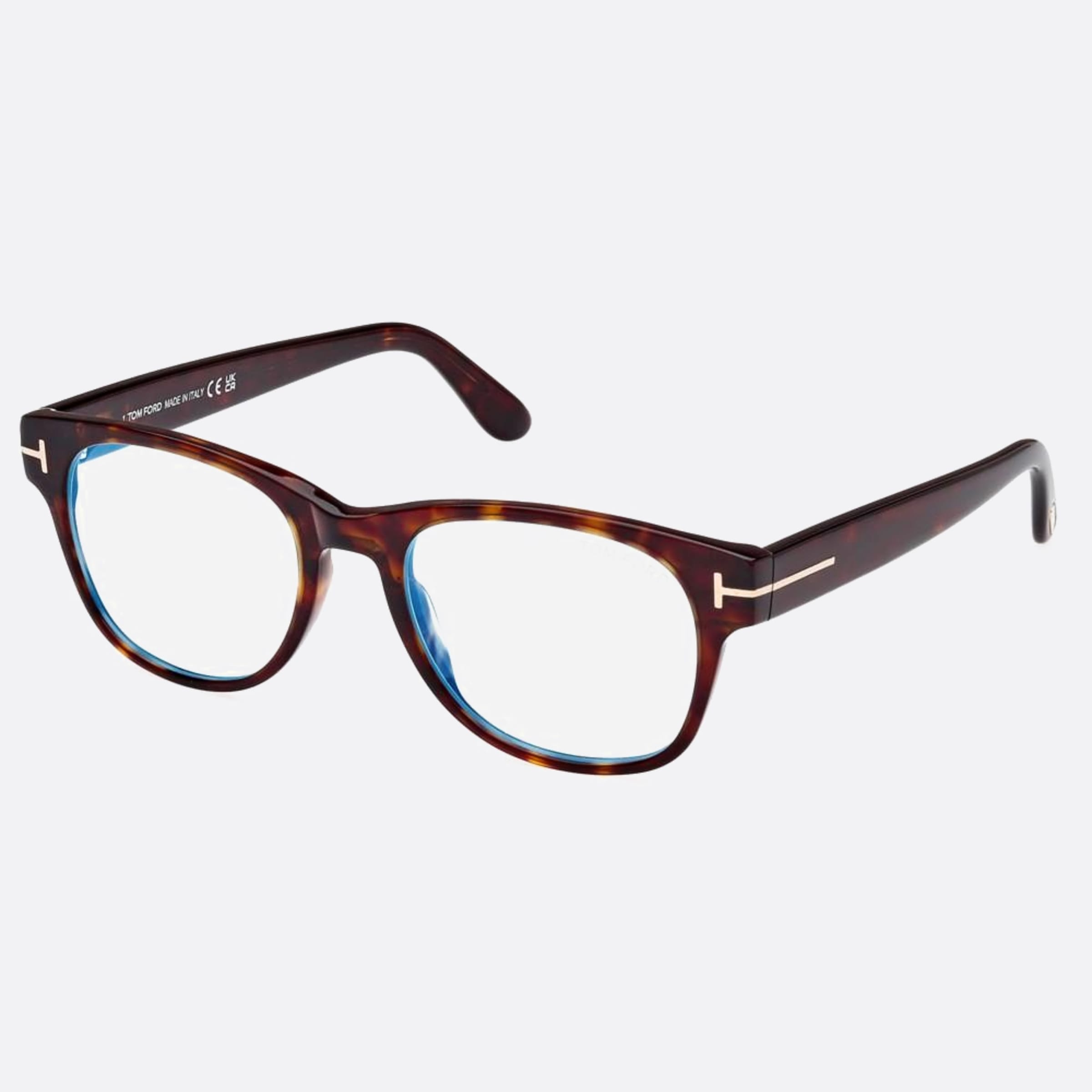 Tom 52mm Ford Ft5898 Blue Block Havana Squared Men Eyeglasses - Side View