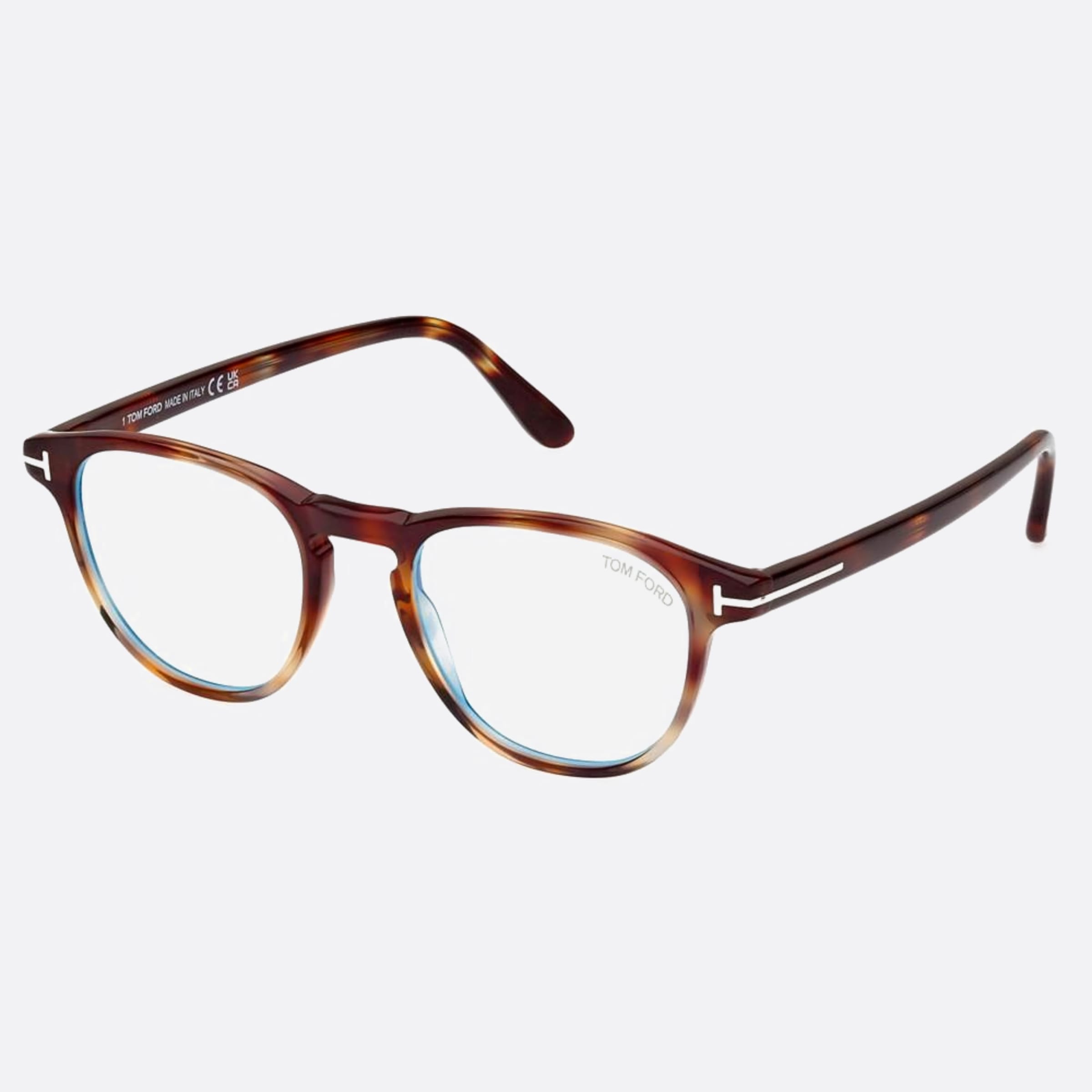 Tom 48mm Ford Ft5899 Blue Block Havana Squared Men Eyeglasses - Side View